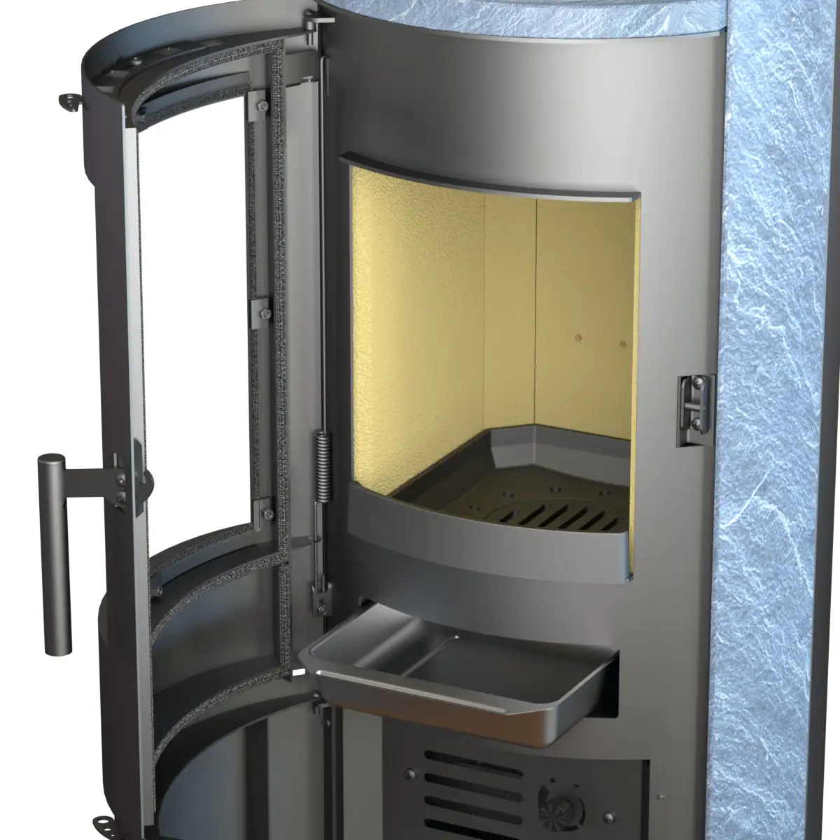 Thermia Kaminofen Vento Naturstein grau 7 kW