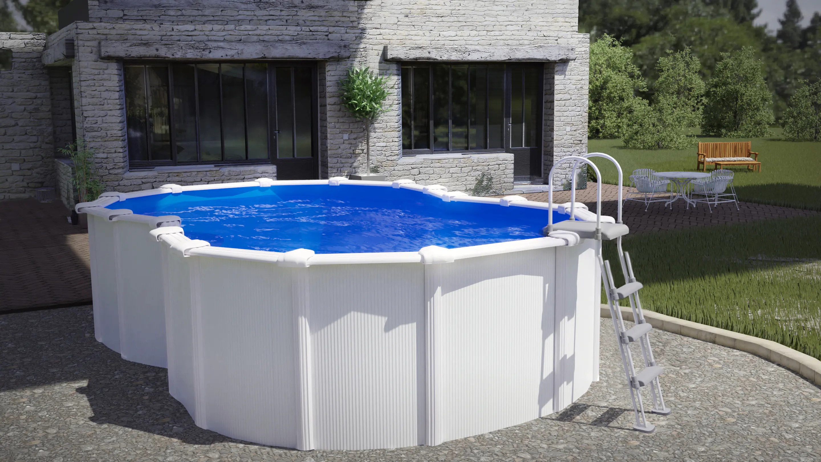Gre Stahlwandpool Varadero Komplett-Set achtförmig 660 x 400 x 122 cm weiß