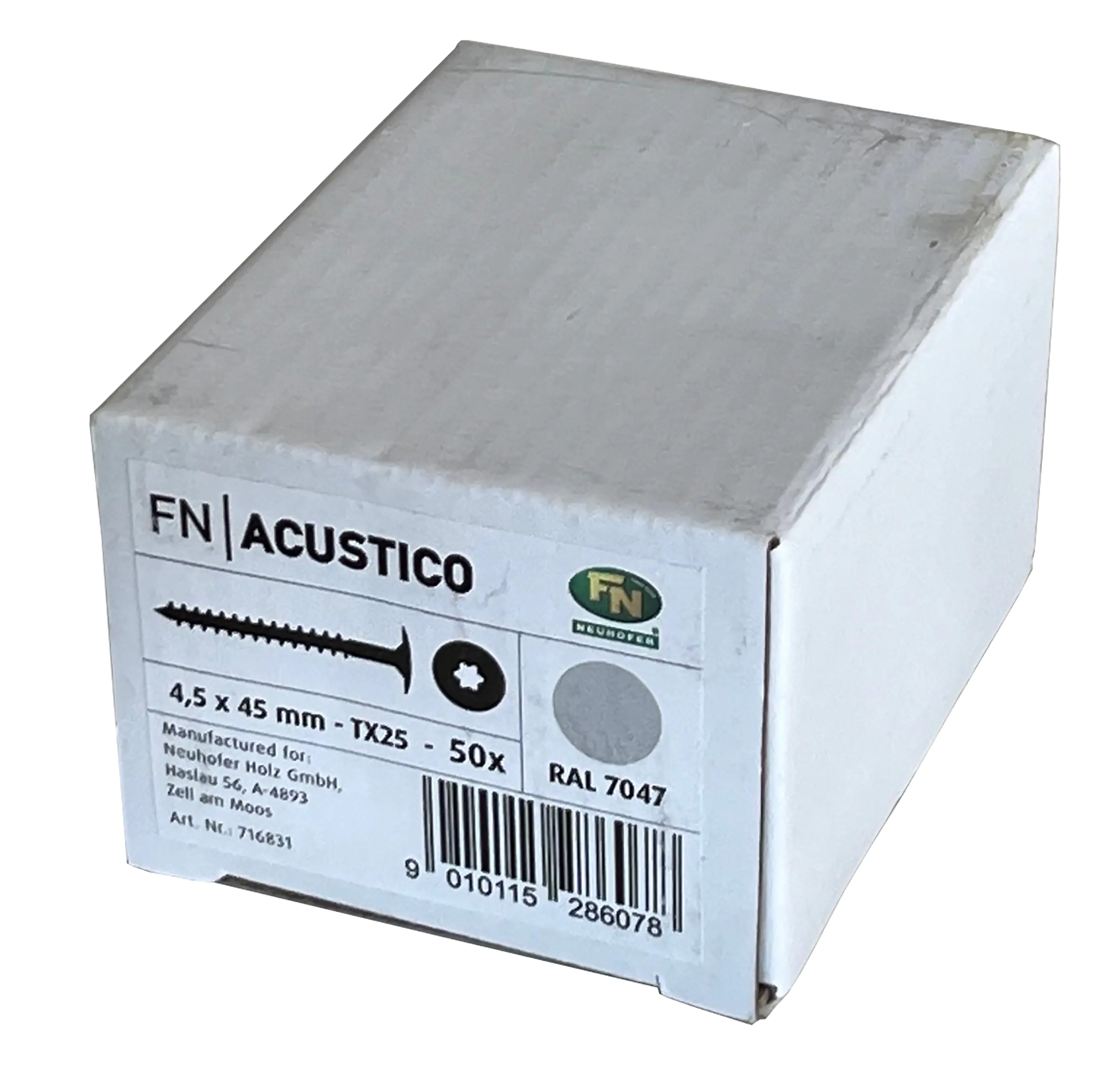 Neuhofer Schrauben mit grauem Kopf für Akustikpaneele 4,5 x 0,45 cm 50 Stück