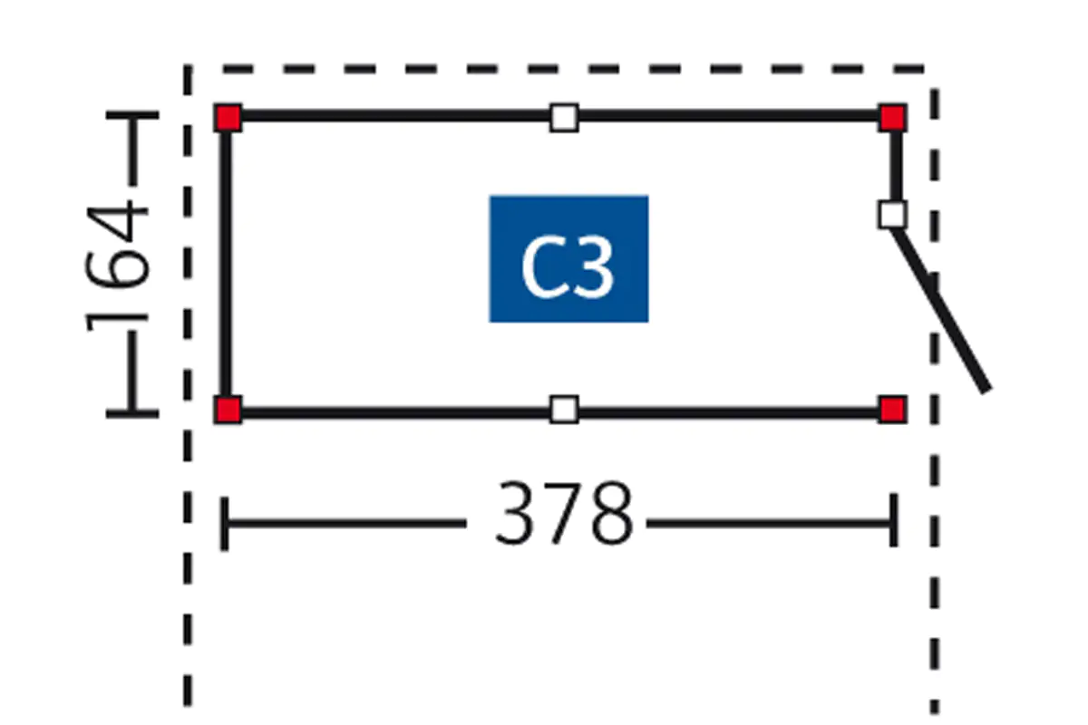 SKAN HOLZ Abstellraum C3 378x164cm, Profilschalung, lasiert in Nussbaum