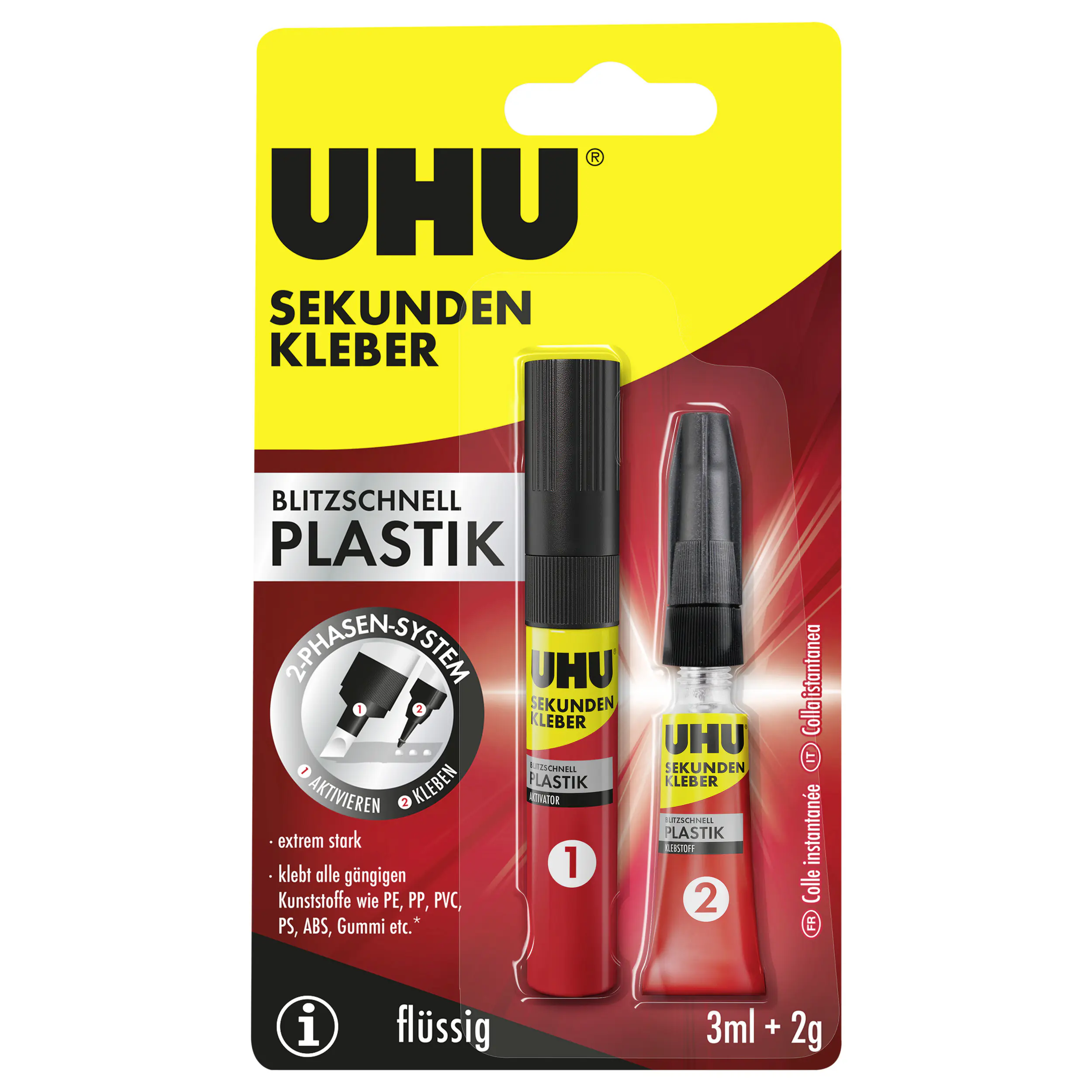 UHU Sekundenkleber Plastik Tube 2 g + Aktivator 3 ml UHU Sekundenkleber Plastik Tube 2 g + Aktivator 3 ml