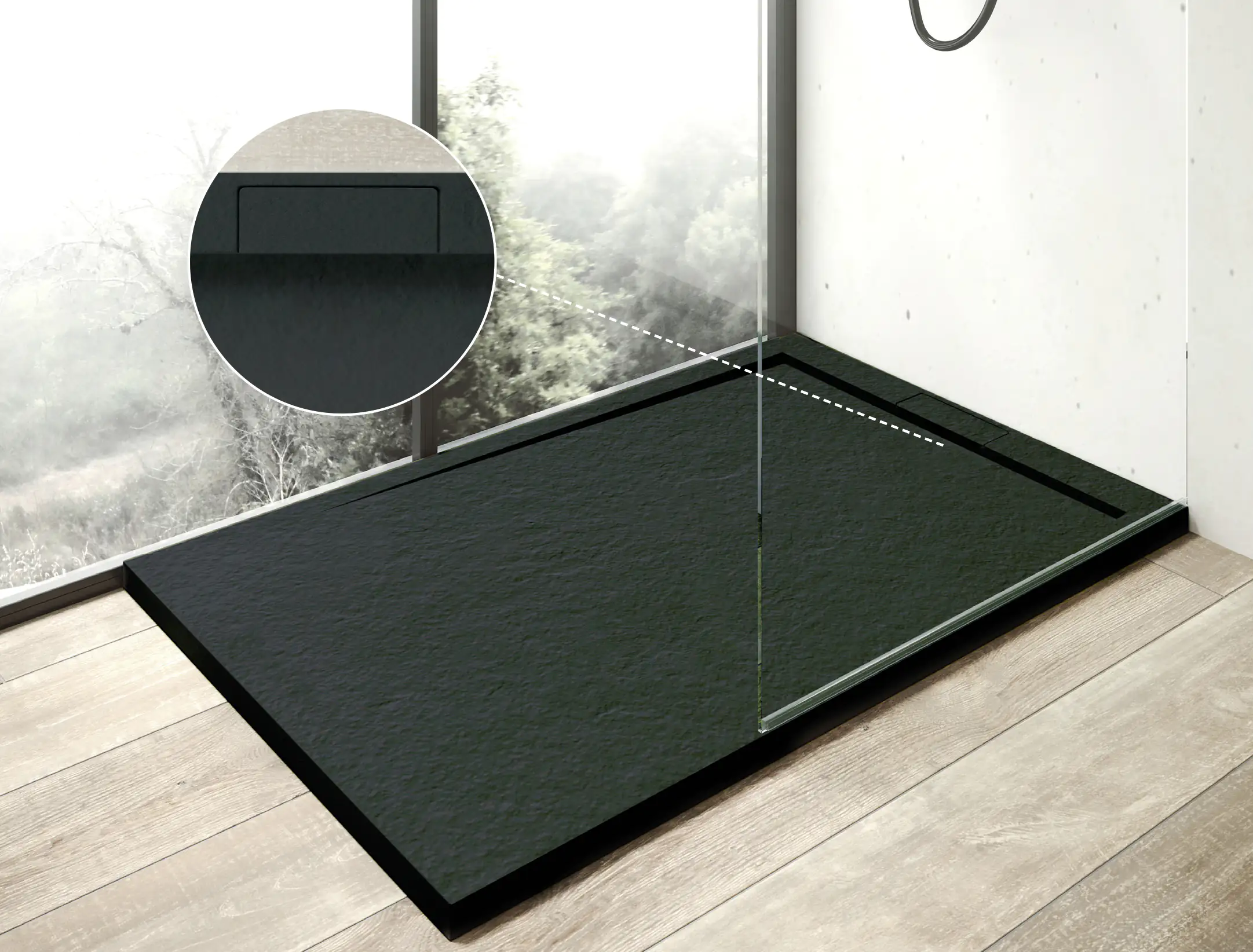 Mineralgussduschwanne Zona 160 x 90 cm, anthrazit, ohne Ablaufgarnitur, ohne Füsse