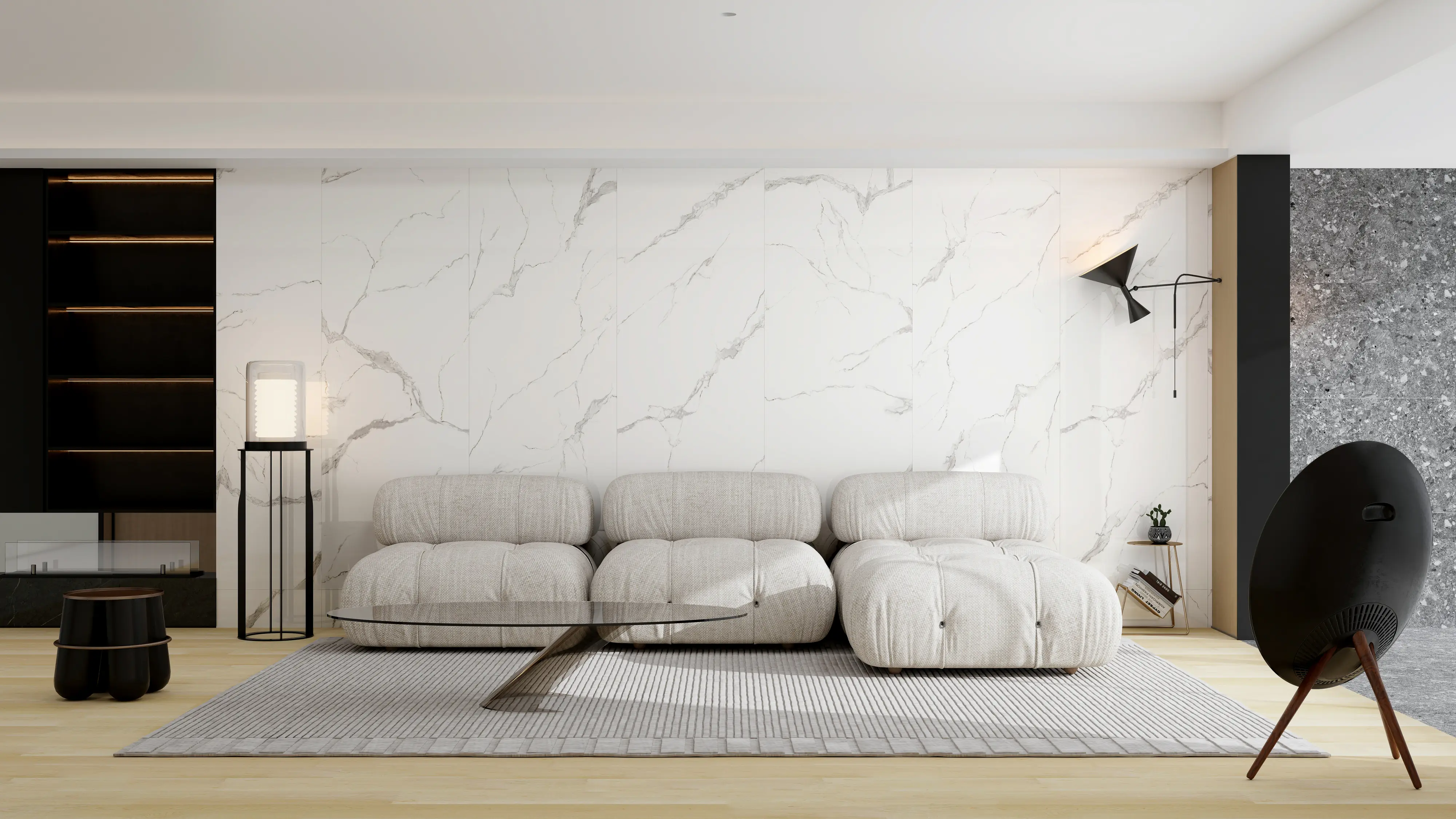 Decoflooring Wandpaneel Marmor 260 x 90 x 0,5 cm weiß