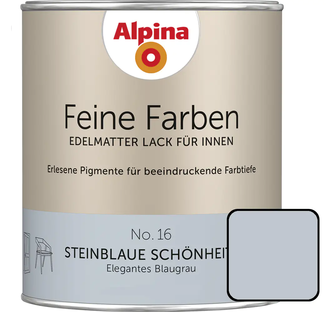 Alpina Feine Farben Lack No. 16 Steinblaue Schönheit  blaugrau edelmatt 750 ml Alpina Feine Farben Lack No. 16 Steinblaue Schönheit  blaugrau edelmatt 750 ml