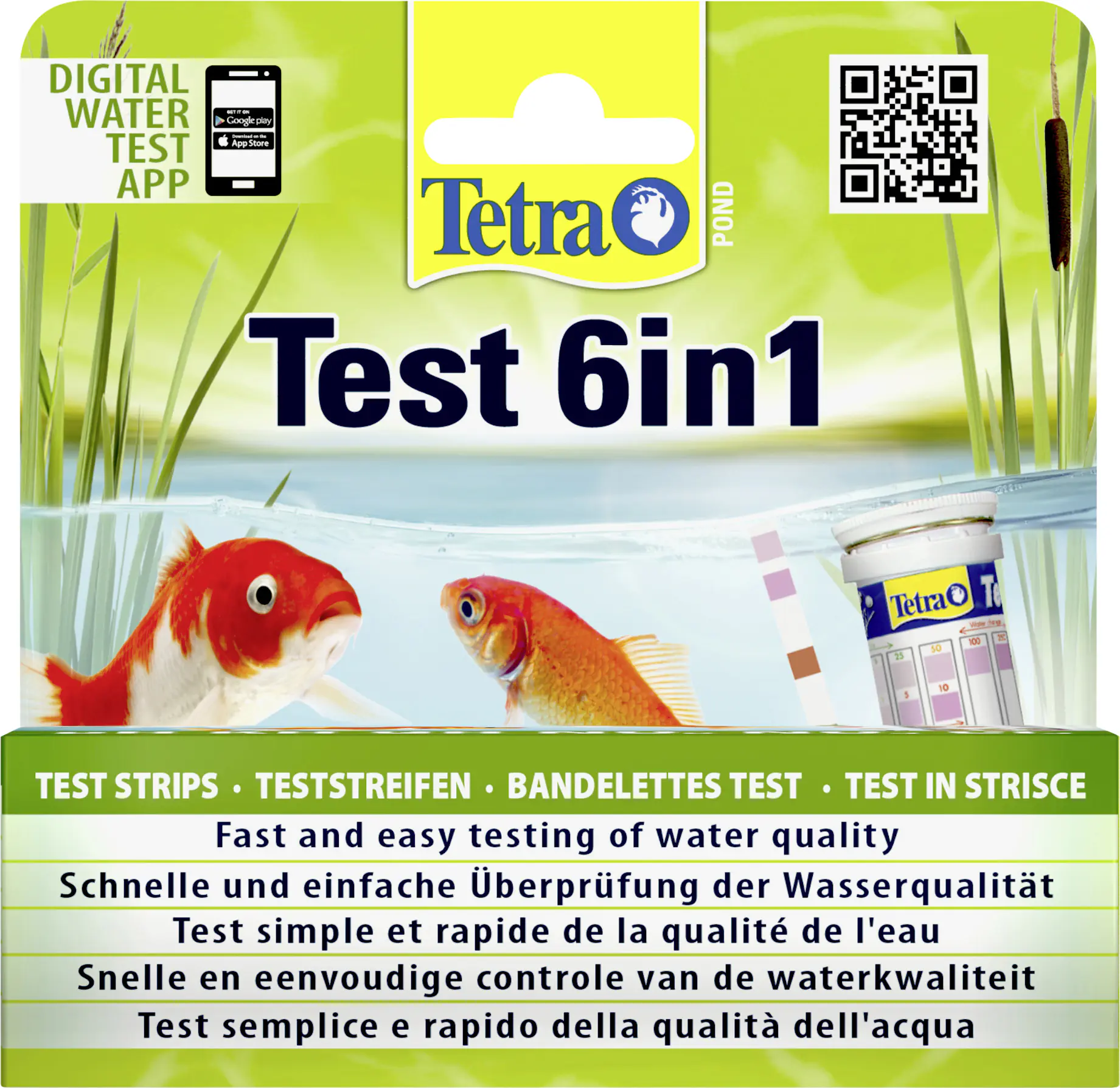 Tetra Wasserschnelltest Pond 6 in 1 für Teichwasser 25 Streifen
