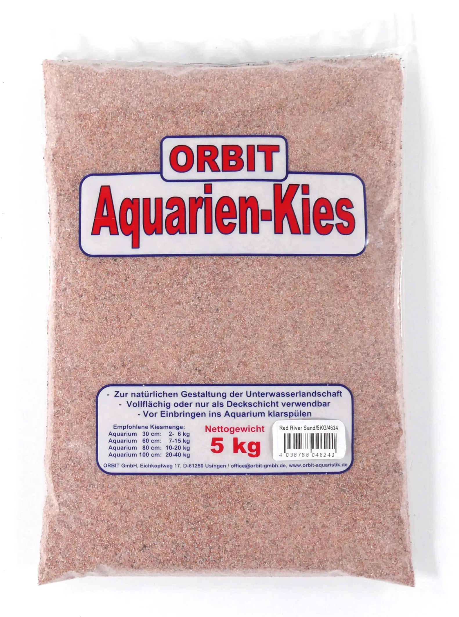 Orbit Aquarien Sand Red River rosa-weiß 5 kg
