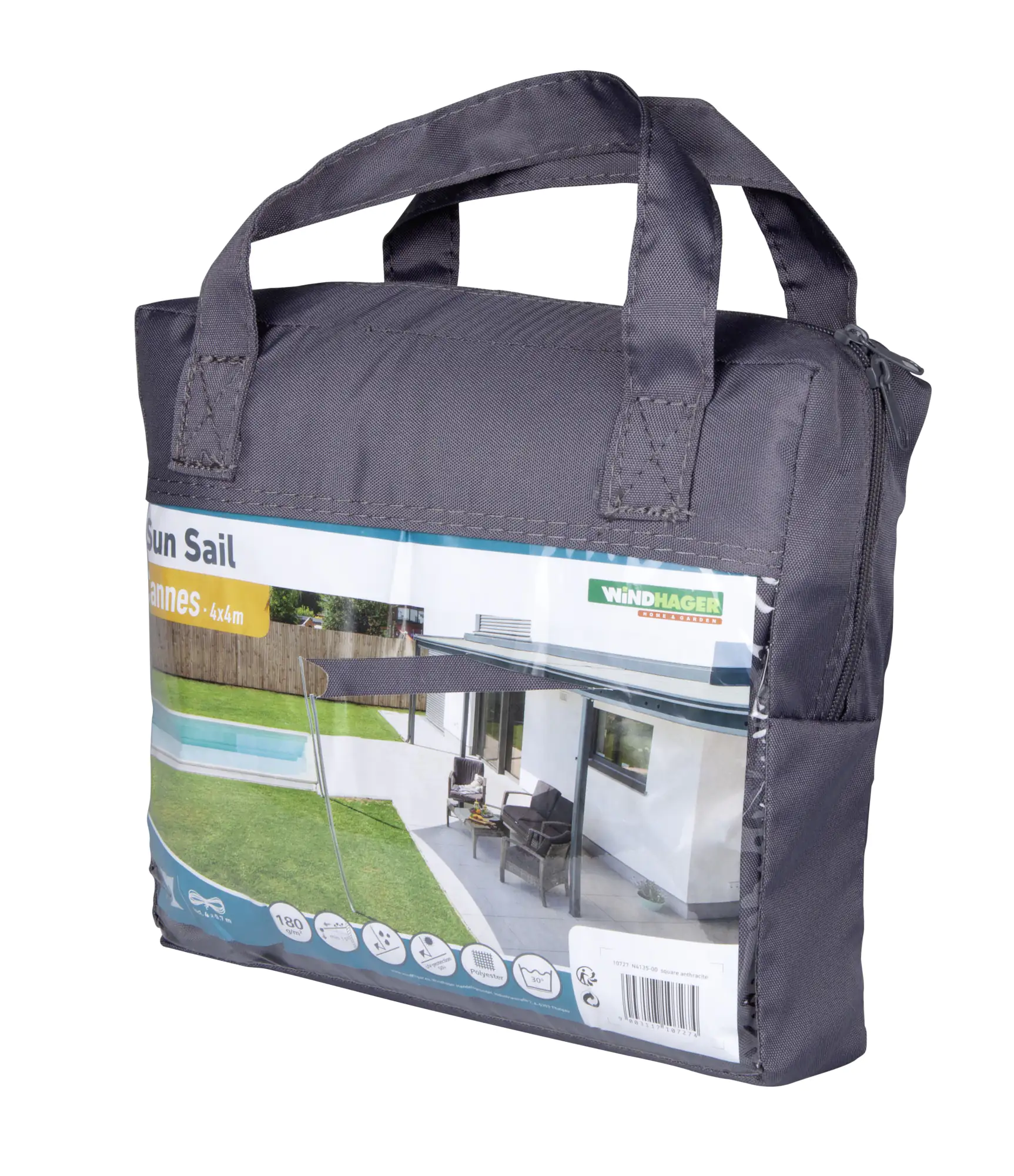 Windhager Sonnensegel Cannes anthrazit 4 x 4 m