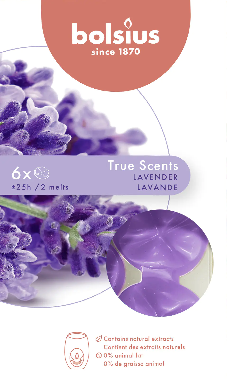 Bolsius Aromatic Wax Melts Lavendel, 6er Pack