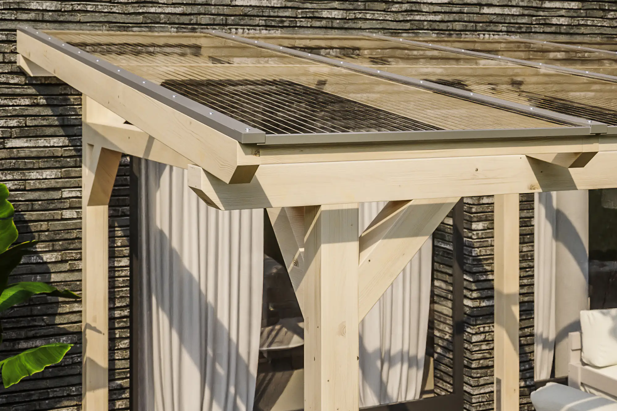 SKAN HOLZ Terrassenüberdachung Siena 434 x 350 cm, Leimholz, natur