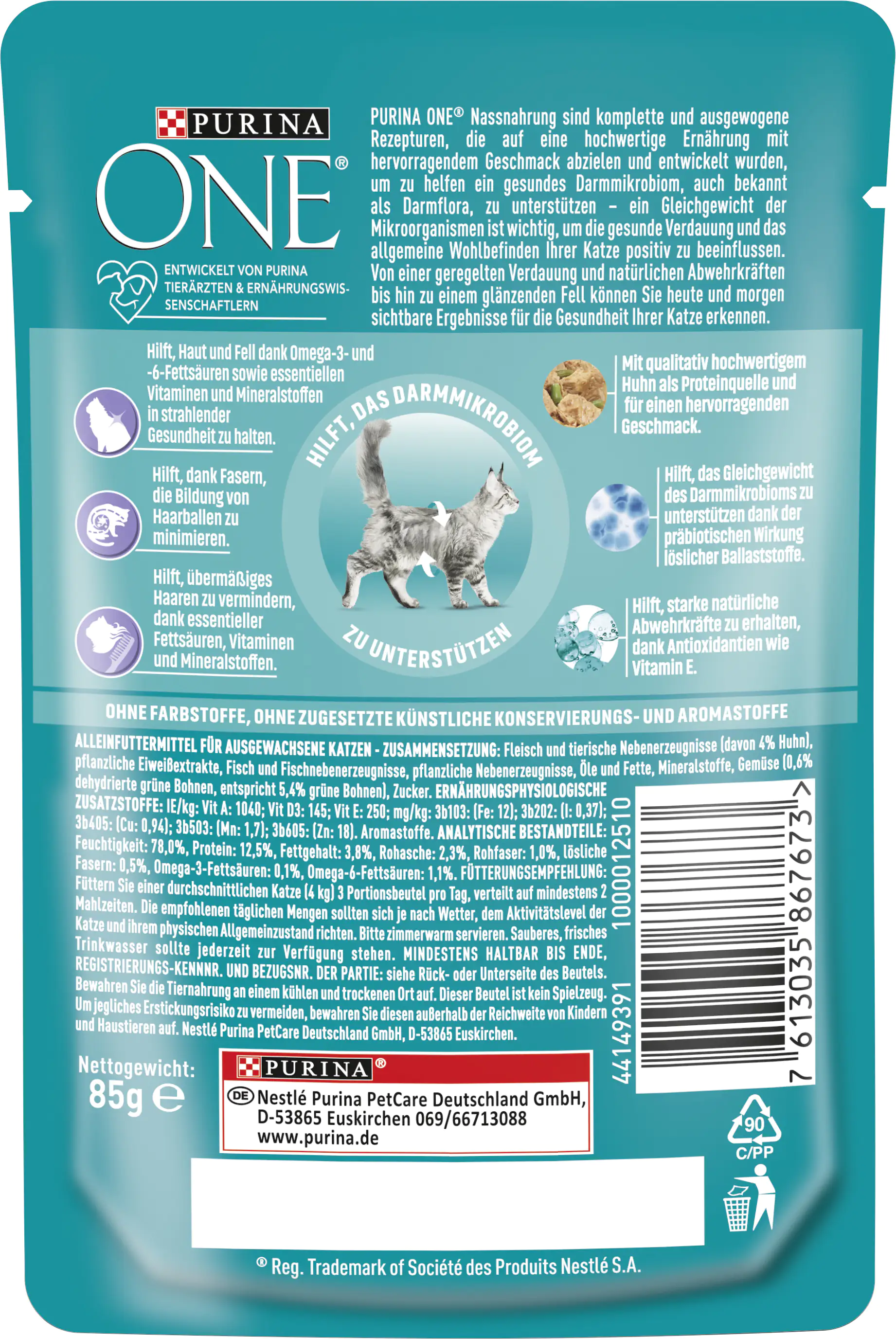 Purina ONE Coat& Hairb Huhn Katzennassfutter 85 g