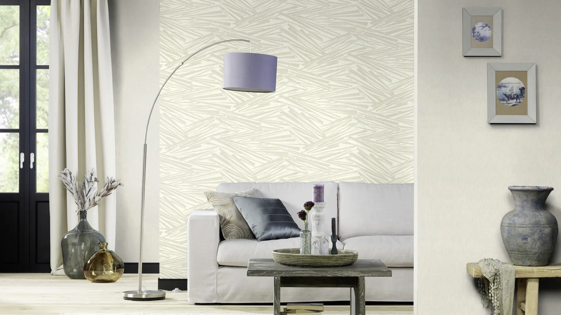 Rasch Vliestapete Muster Grafik Sky Lounge weiß perlmutt 10,05 x 0,53 m