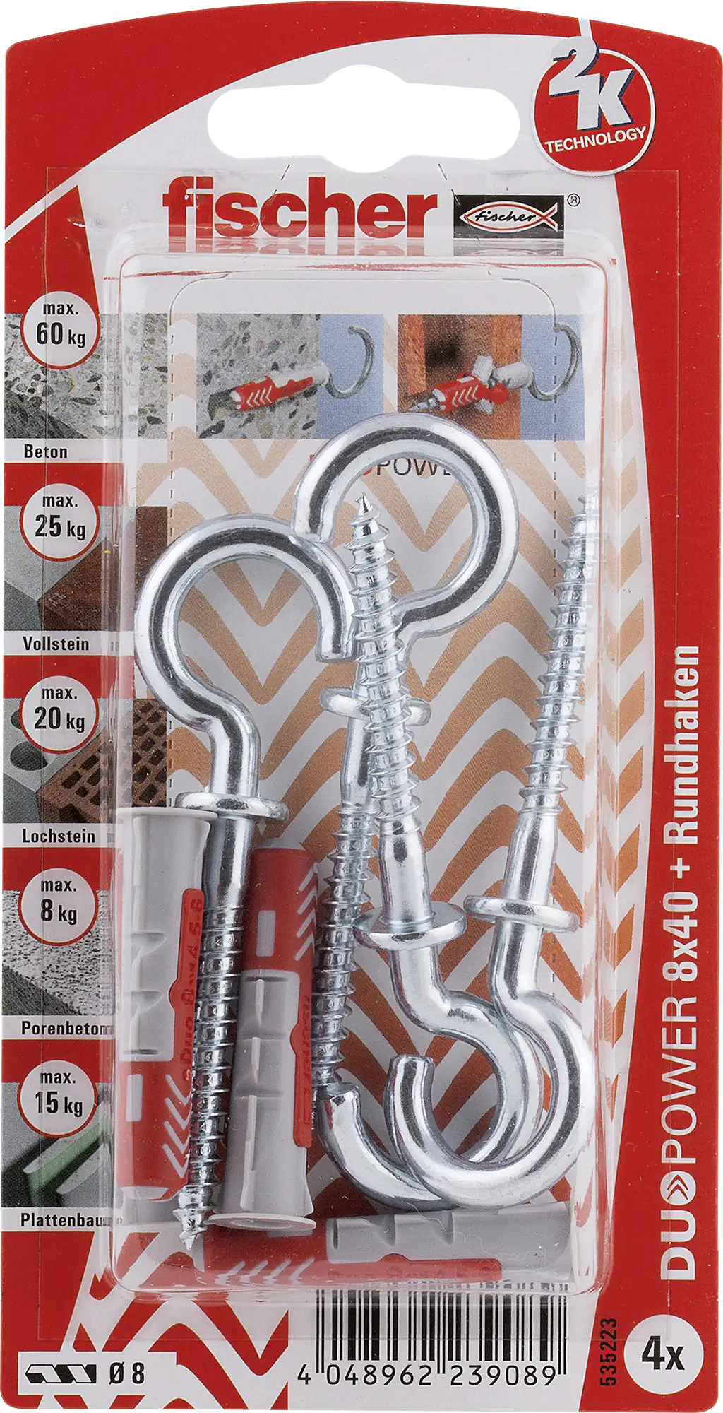 Fischer Dübel Duopower Fischer Dübel-Set Duopower 8.0 x 40 mm - 4 Stück