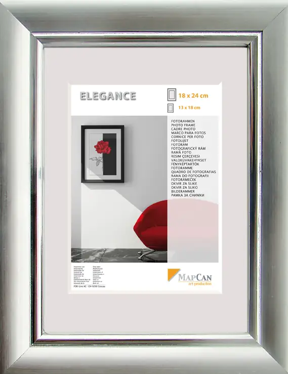 Kunststoff Bilderrahmen Elegance alu-metallic-silber, 18 x 24 cm