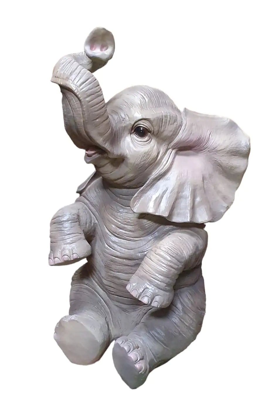 Figur Elefant sitzend groß Polyresin 86 x 55 x 47 cm grau