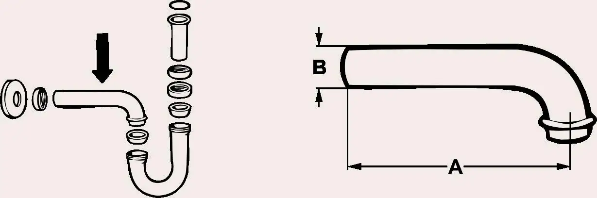 Cornat Wandrohr für Siphon gebogen verchromt Ø 32 x 300 mm