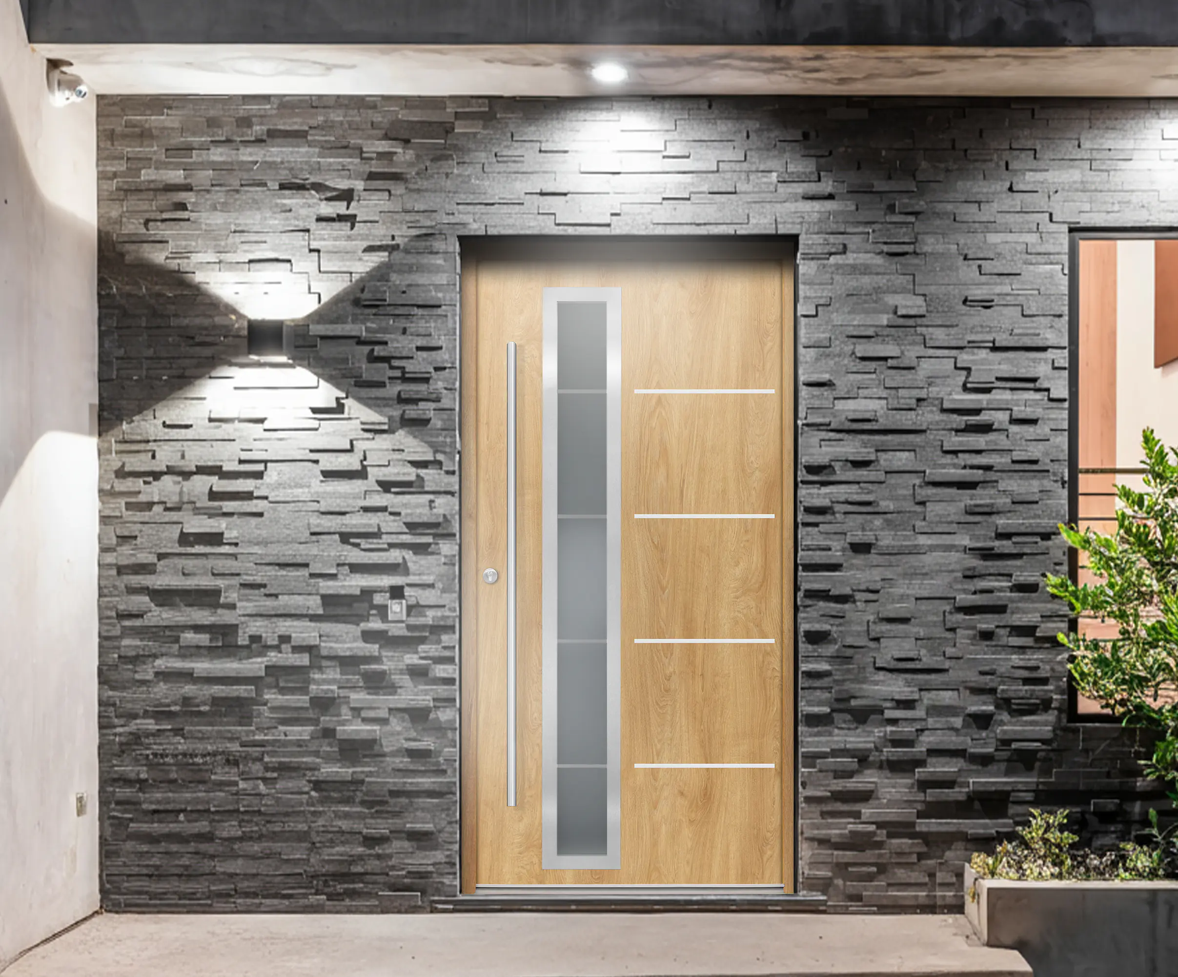 Splendoor Haustür Passivedoor Premium B06 Eiche Natur DIN Links 110 x 210 cm