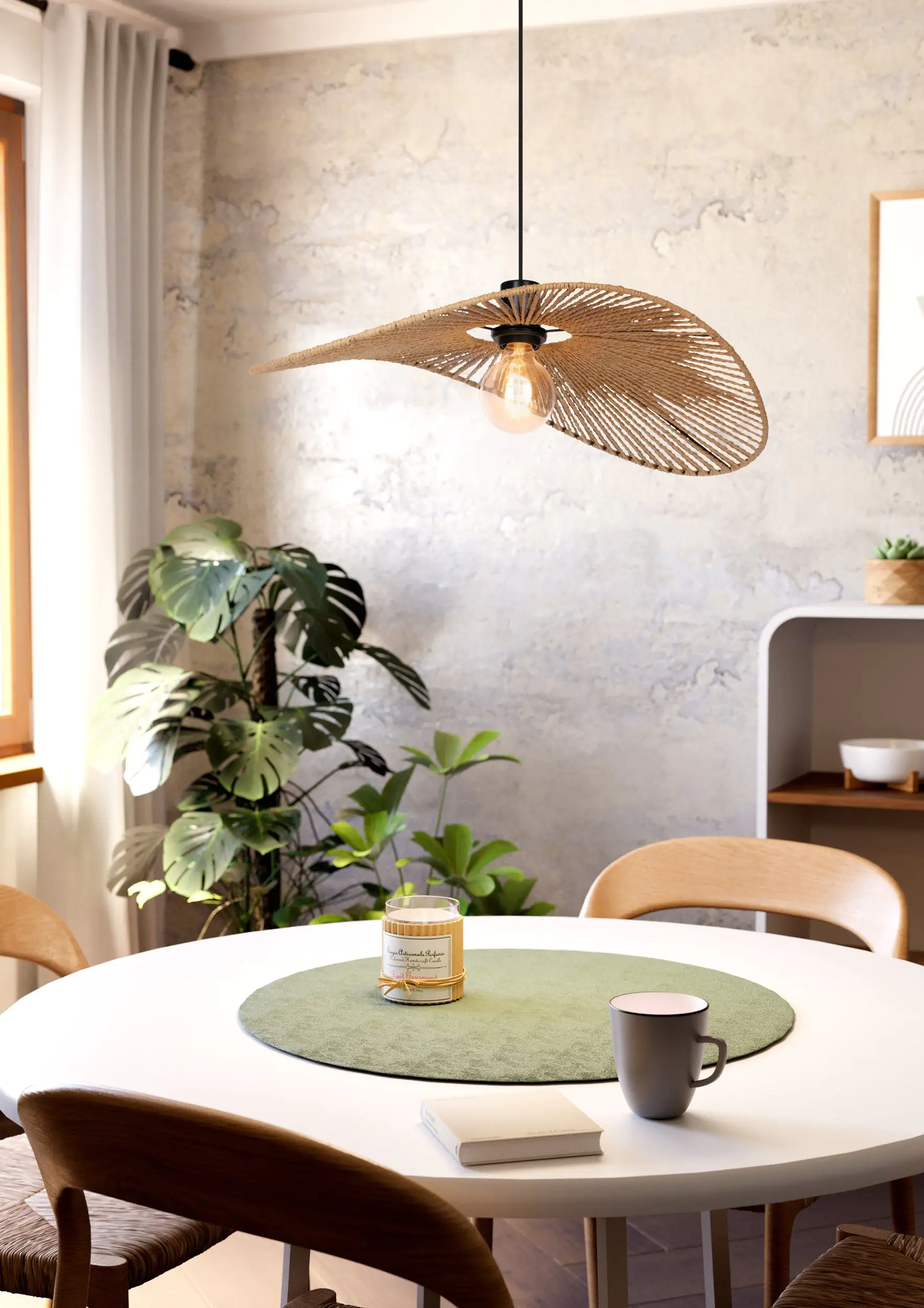 Eglo Pendelleuchte Siruela schwarz natur 56 x 40 x 110 cm E27