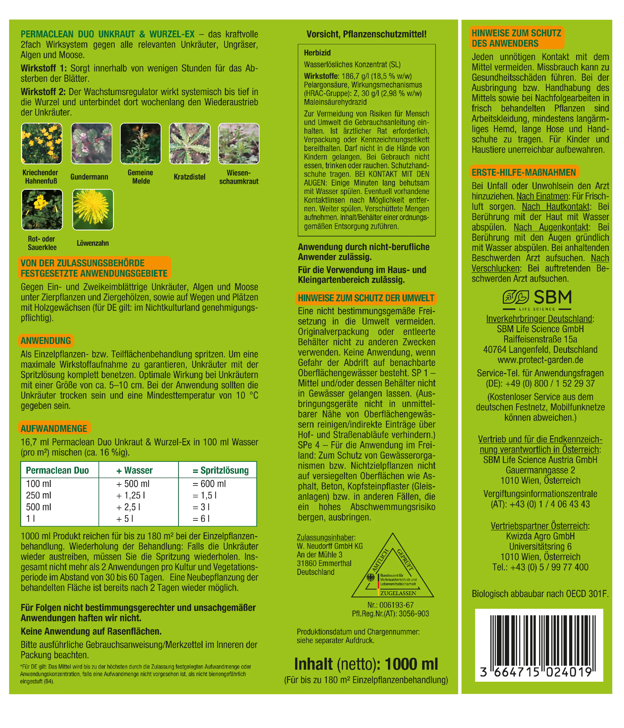 Protect Garden Permaclean Duo Unkraut & Wurzel-Ex 1 l Protect Garden Permaclean Duo Unkraut & Wurzel-Ex 1 l