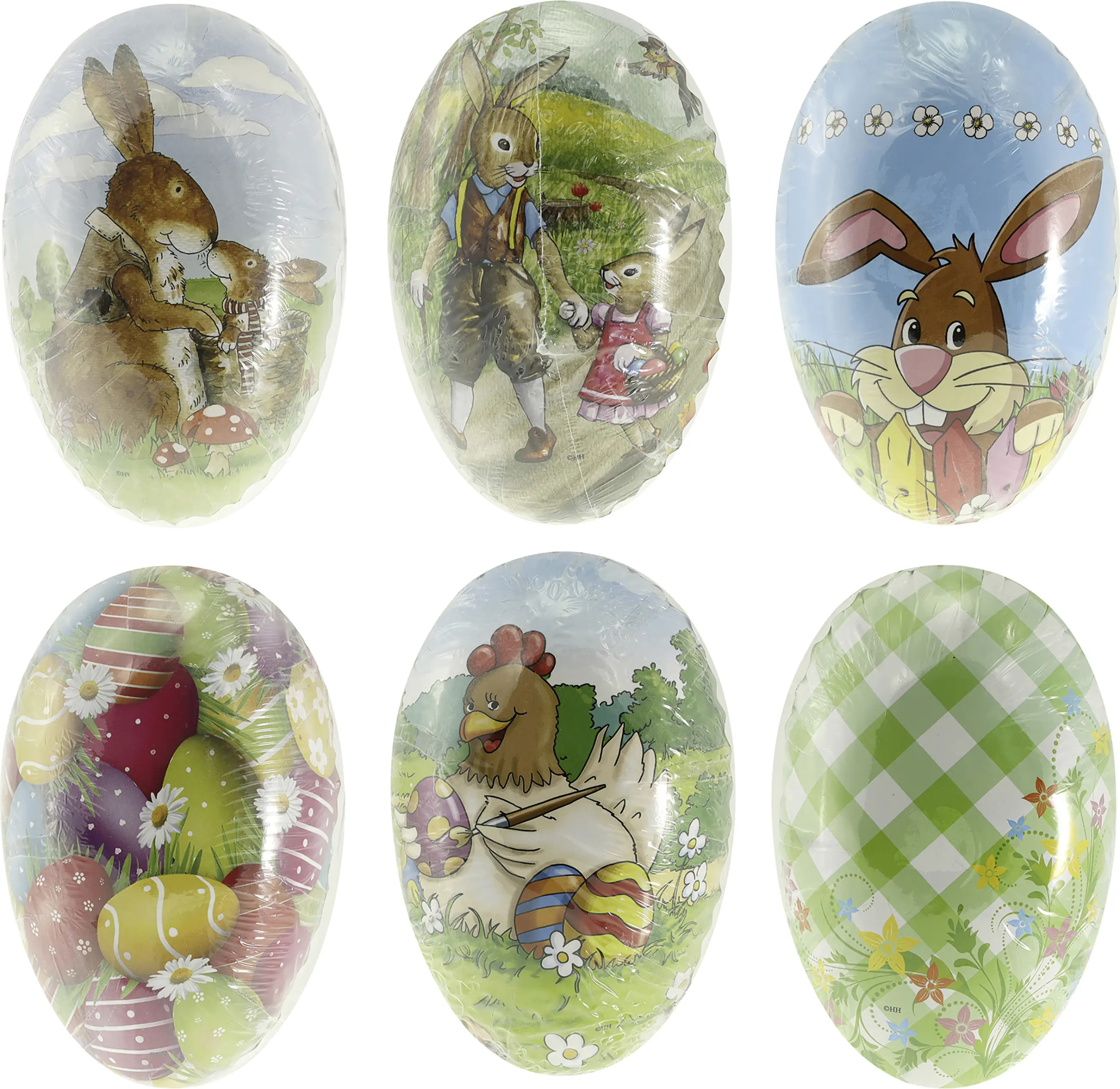 Ostereier zum Öffenen und Befüllen Pappe 12 cm bunt