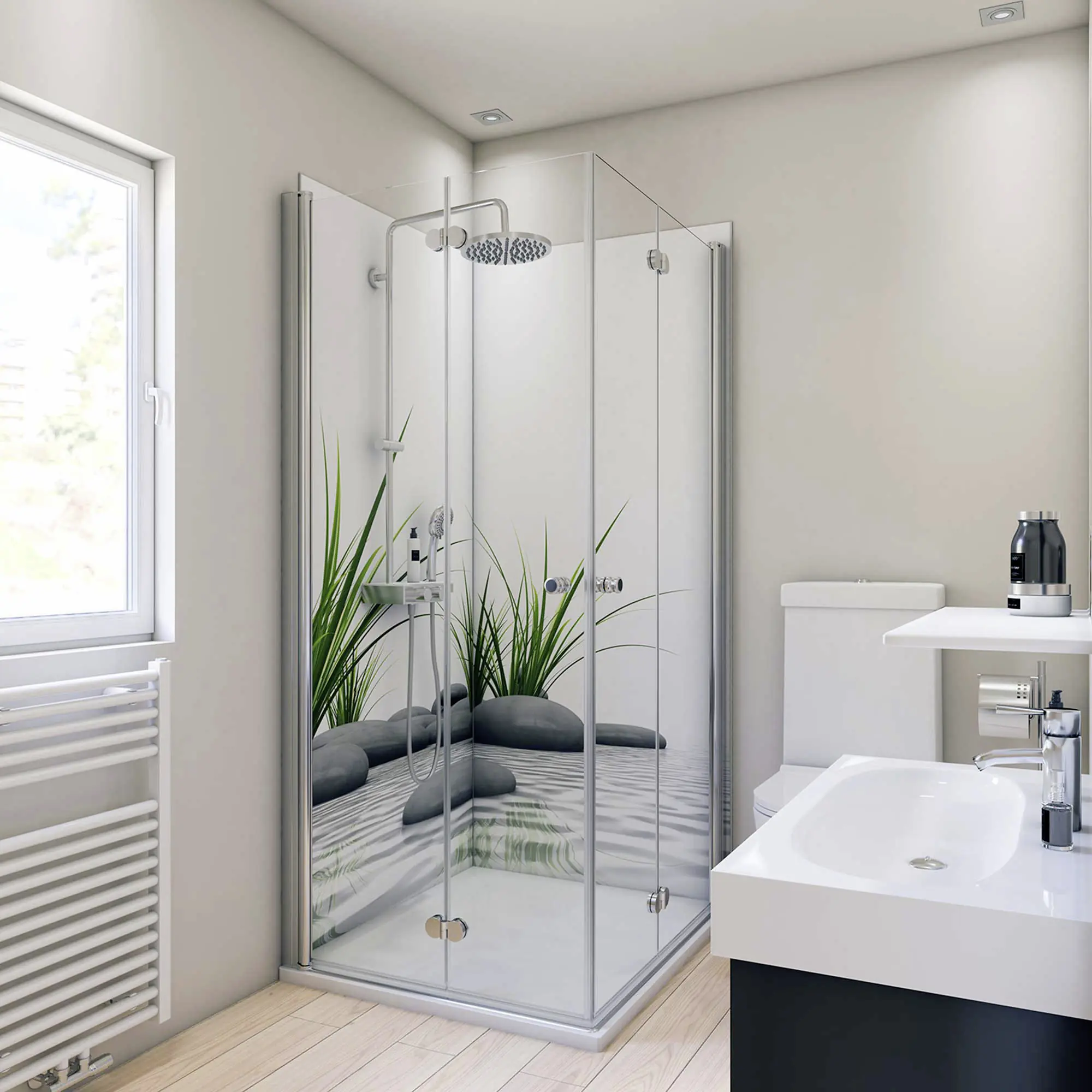 Breuer Duschrückwand Zen & Gras Foto über Eck 90x90x210x0,3 cm Breuer Duschrückwand Zen & Gras Foto über Eck 90x90x210x0,3 cm