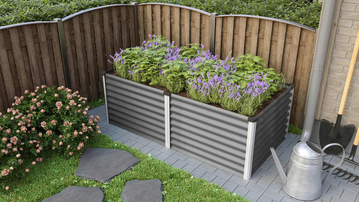 Vitavia Hochbeet Meta 96 x 188 x 63 cm granit aluminium