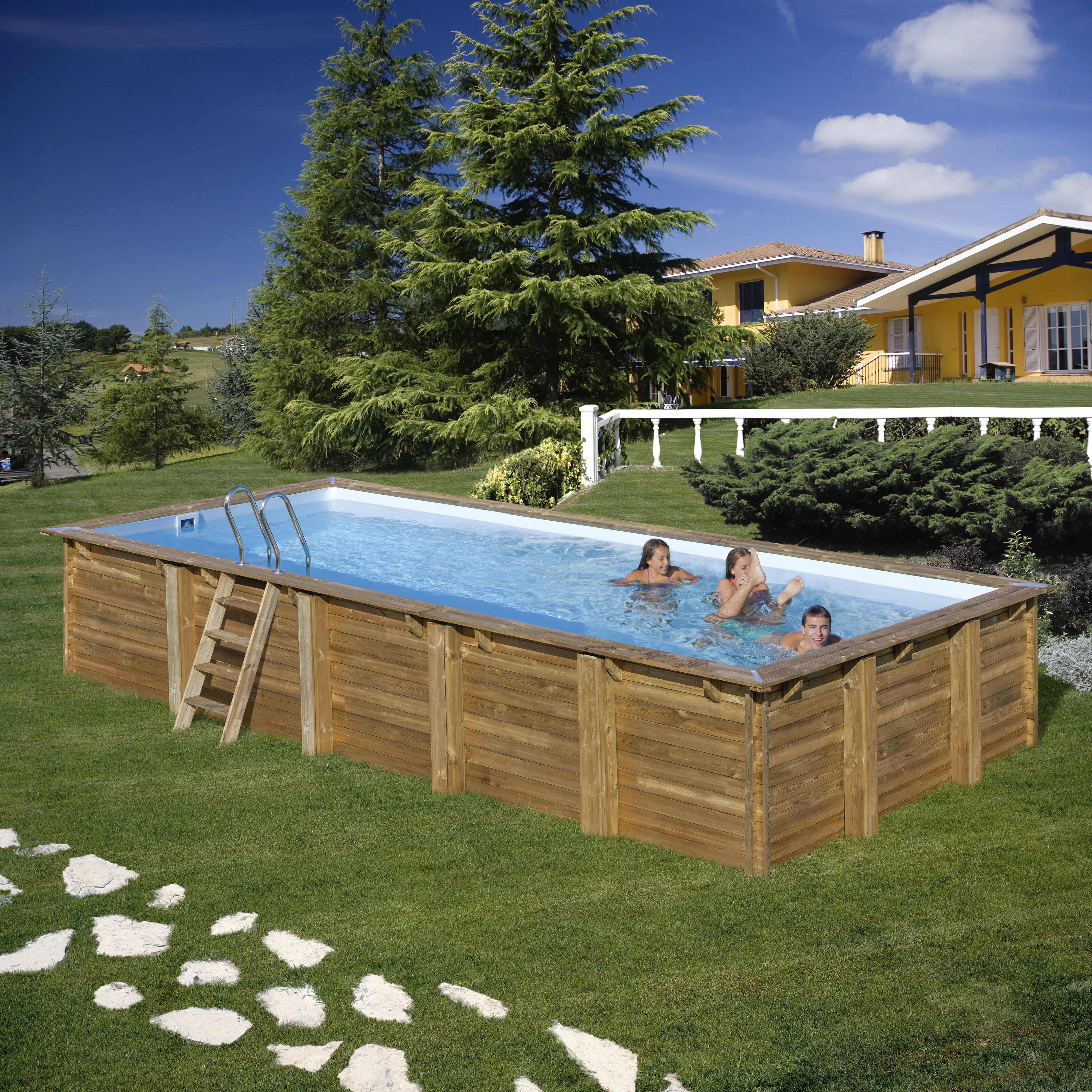 Gre Holzpool Braga Komplettset rechteckig 815 x 420 x 146 cm natur