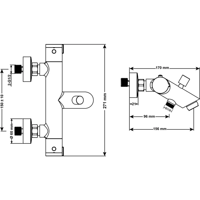 Cornat Badewannen-Thermostat Noir round schwarz