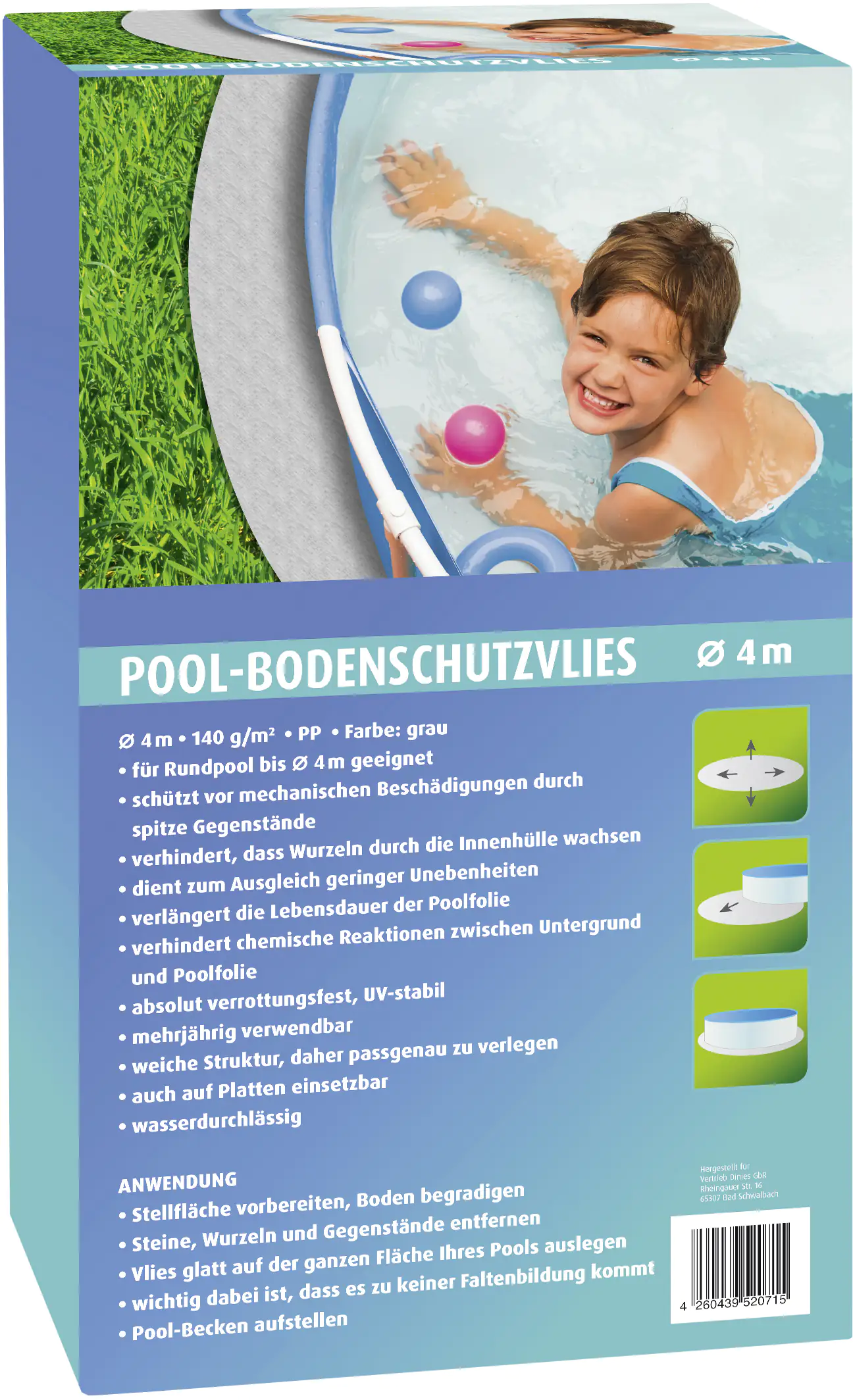 4260439520715 Premium Garden Bodenschutzvlies für Pools Ø 4 m