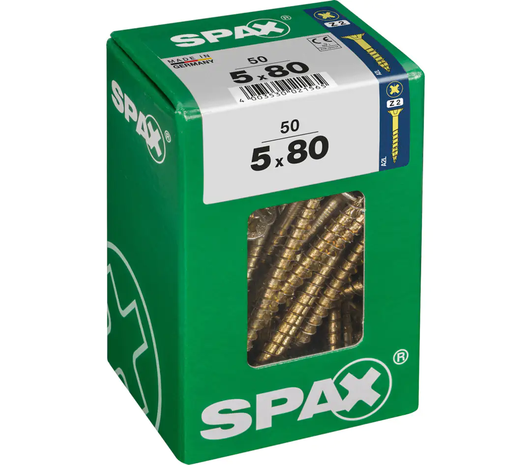 Spax Universalschrauben 5.0 x 80 mm PZ 2 - 50 Stk.