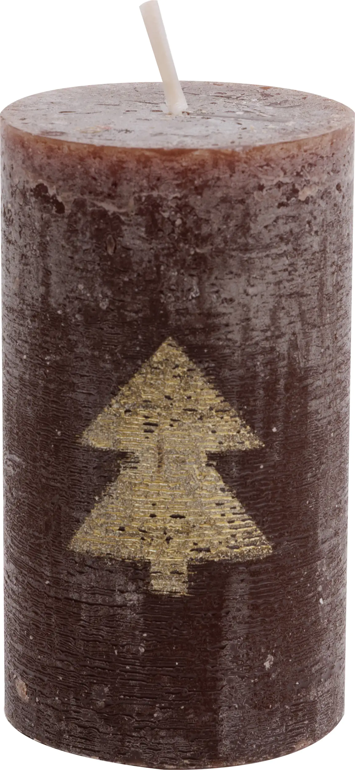 House of Rustic Kerze mocca mit gold Baum Ø 6,8 x 12 cm