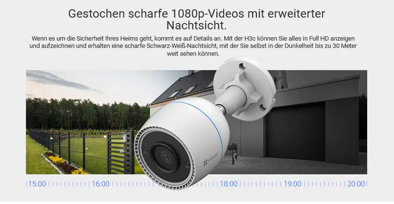 Ezviz WLAN Outdoor Überwachungskamera H3c mit Peronenerkennung  