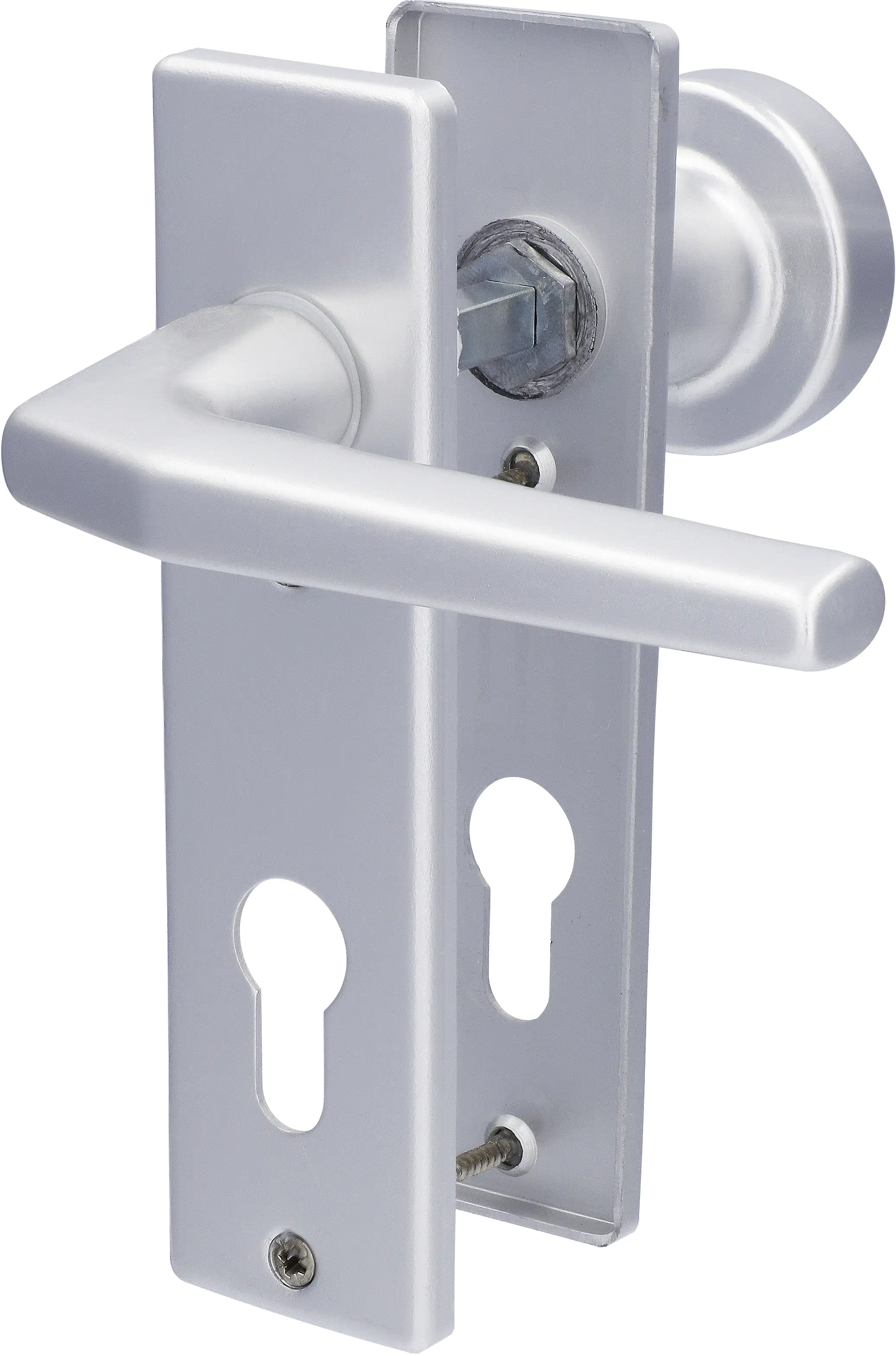 Alpertec PZ-Kurzschildgarnitur Drücker/Knopf Florence Aluminium F1 silber