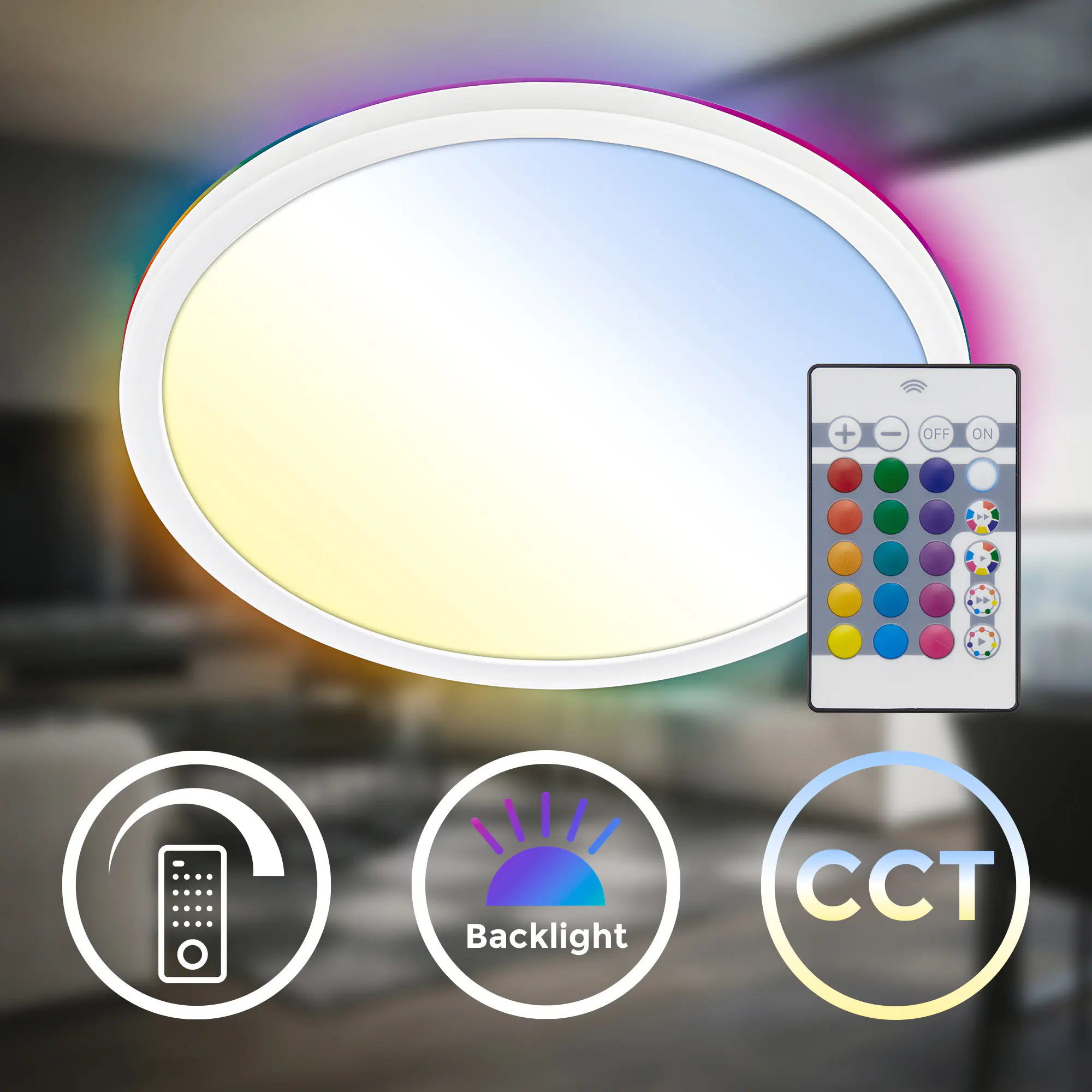 Briloner LED-Panelleuchte Slim Ø 29 cm weiß dimmbar RGB