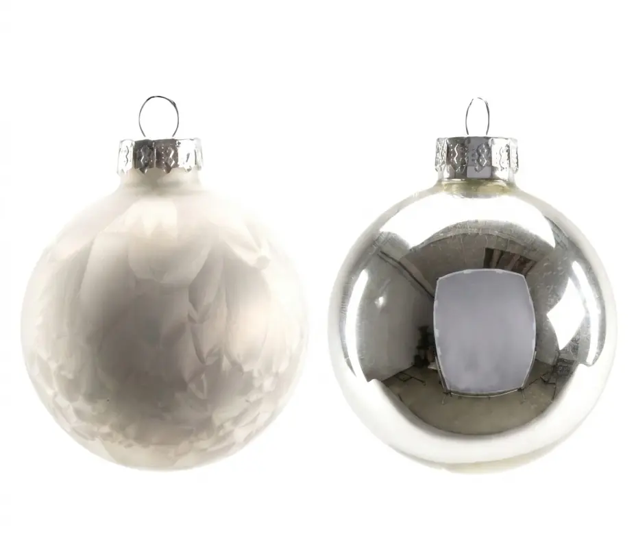 TrendLine Weihnachtskugeln aus Glas Ø 6 cm weiß-silber 20 Stück