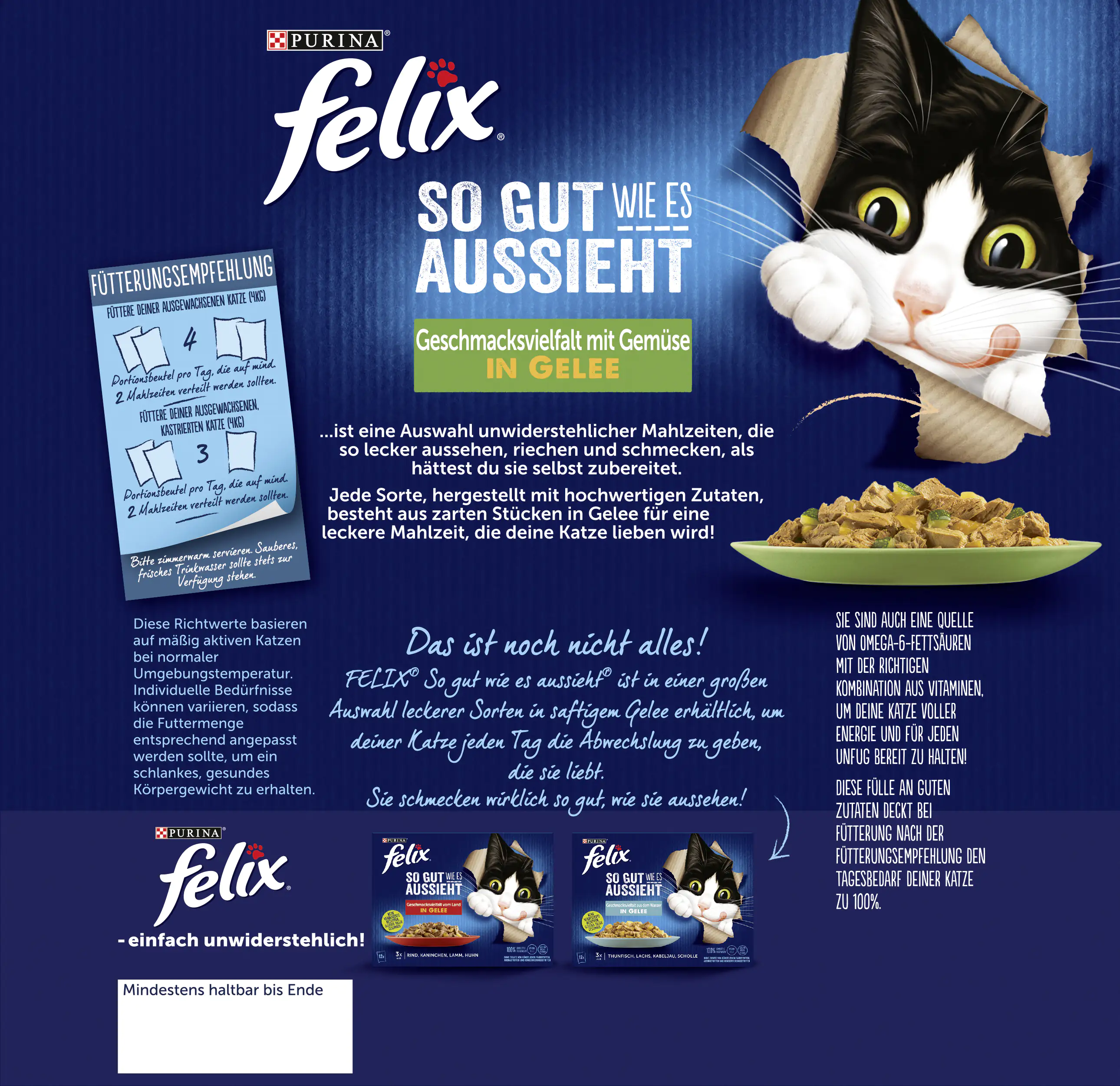 Felix Geschmacksvielfalt vom Land in Gelee mit Gemüse Katzenfutter 24 x 85g