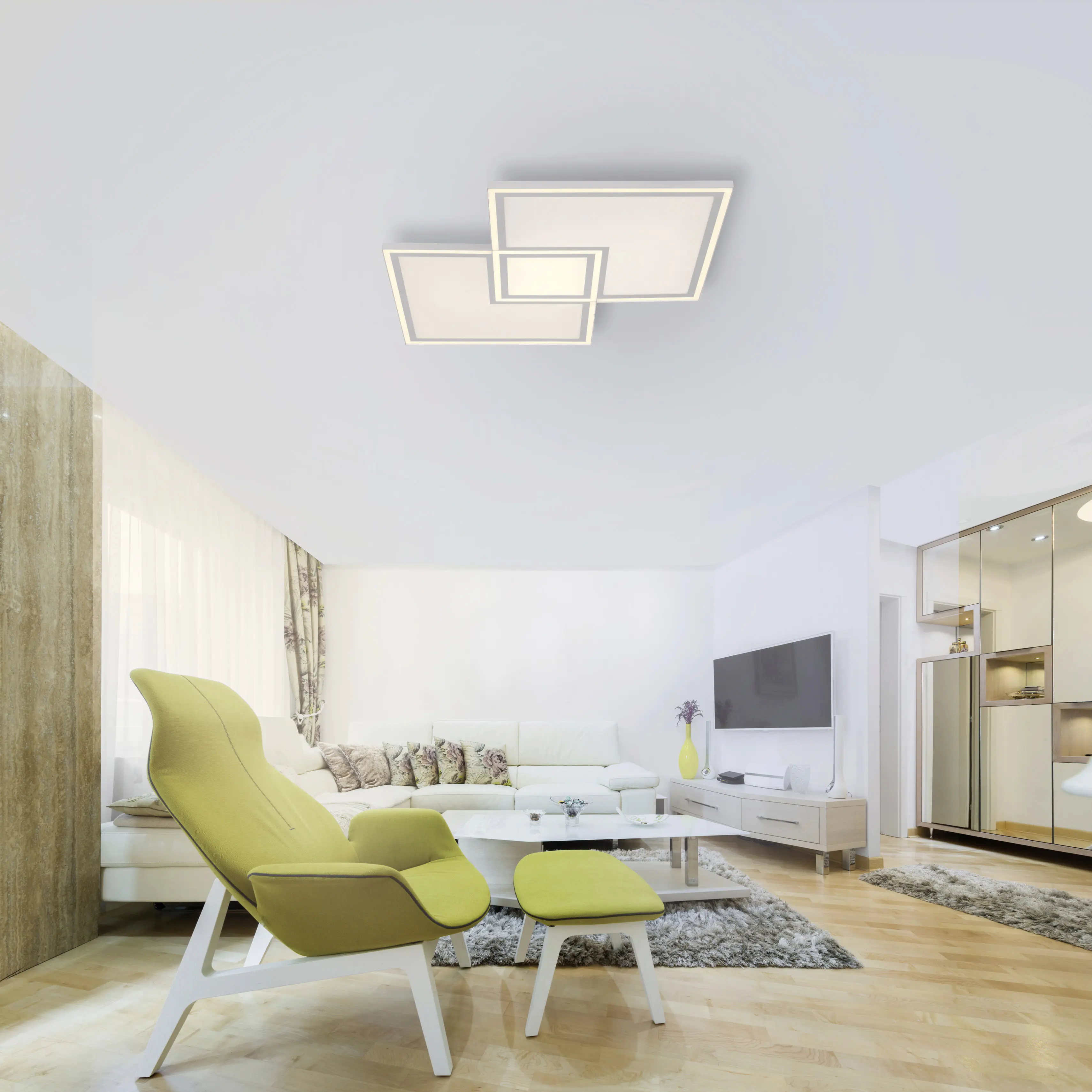 JustLight CCT LED Deckenleuchte Edging weiß 67 x 67 cm dimmbar