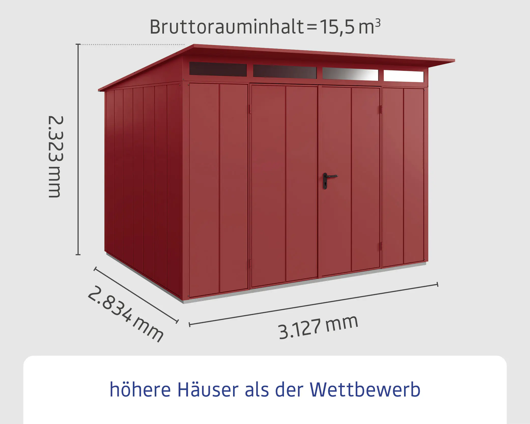 EcoStar Gerätehaus Elegant-P Typ 3 purpurrot 312,7 x 283,4 x 232,3 cm