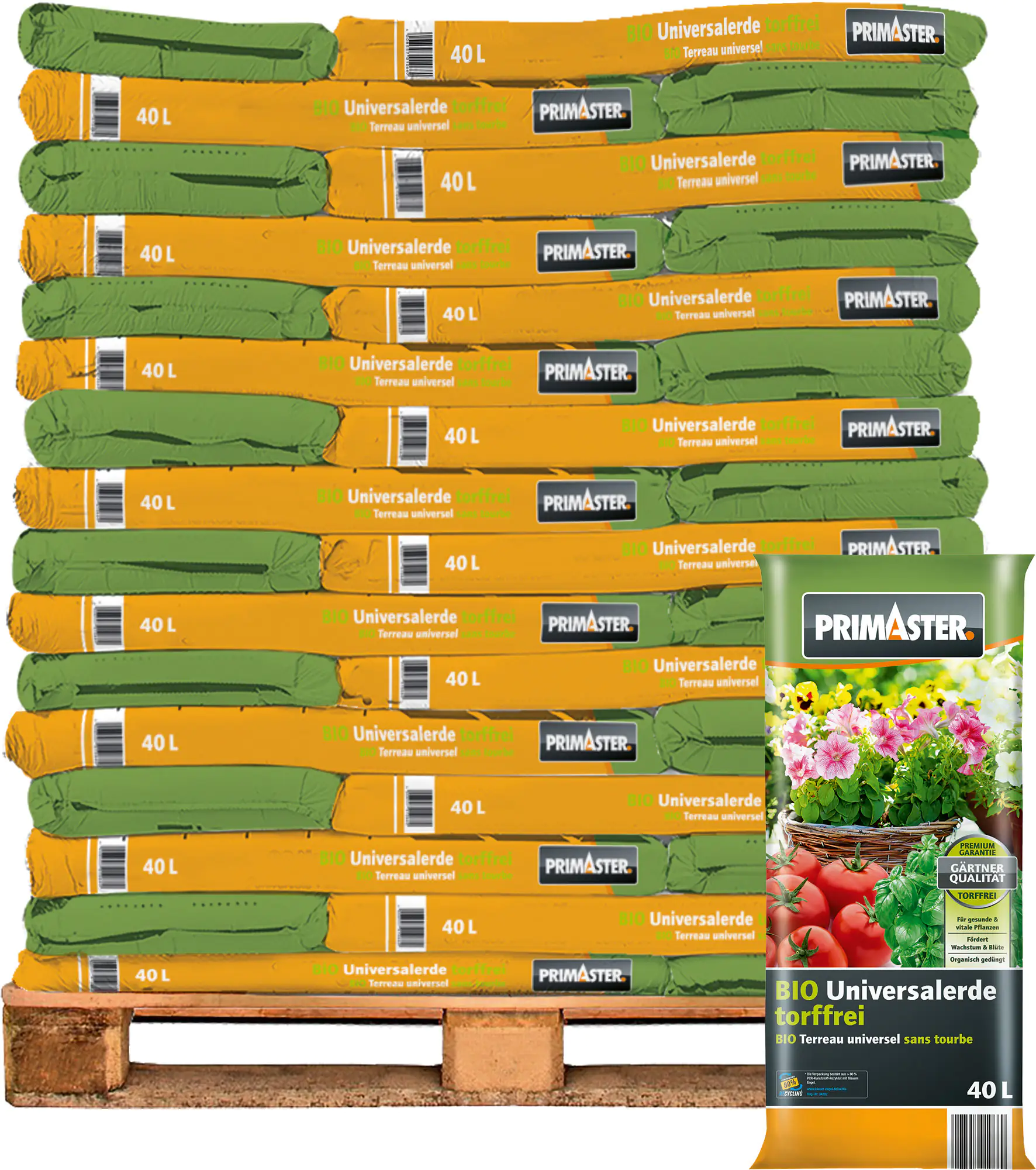Primaster Bio Universalerde Torffrei 40 L Palettenabnahme 54 Pack