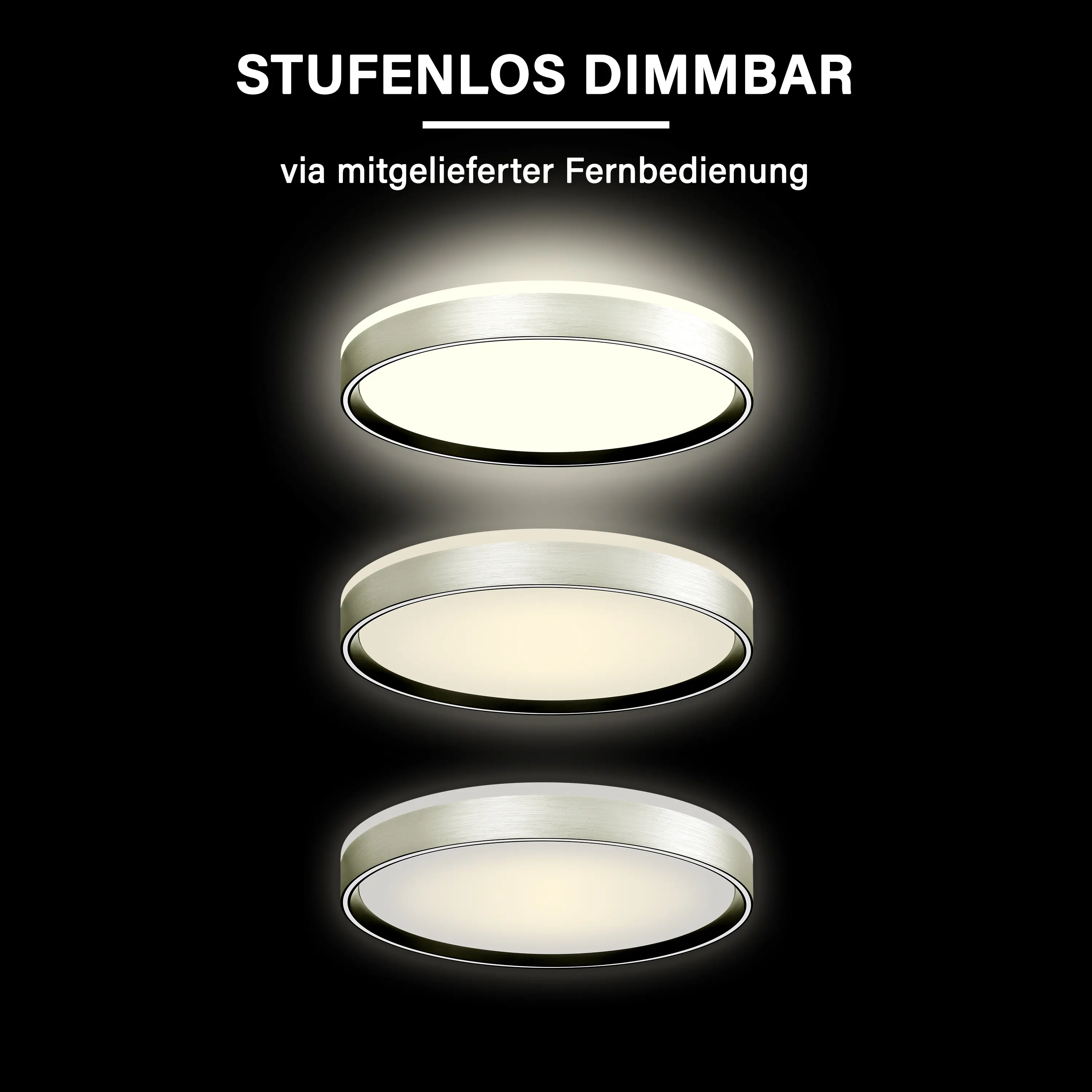 MegaLight LED-Deckenleuchte Shining Pluto Alu Ø48 cm dimmbar