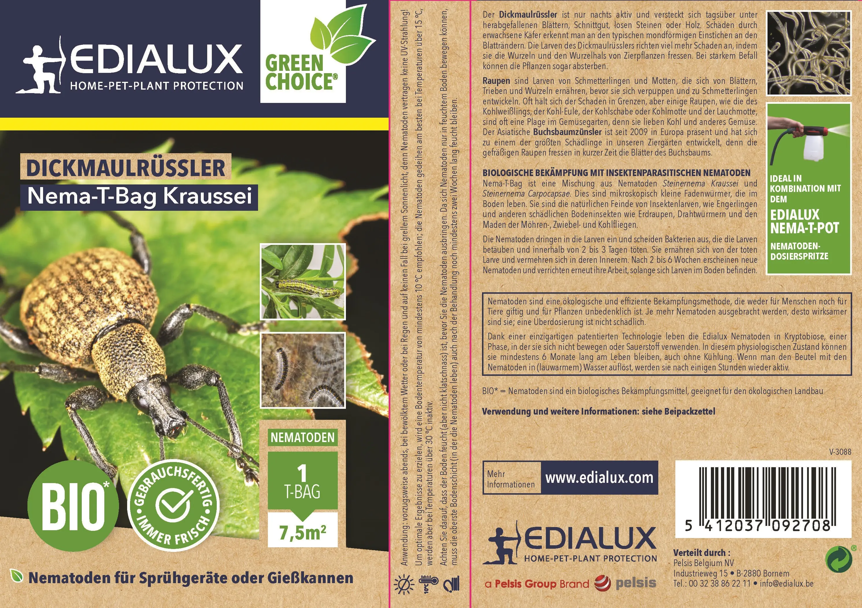 Edialux Nematoden T-Bag Kraussei gegen Dickmaulrüssler 7,5 m²