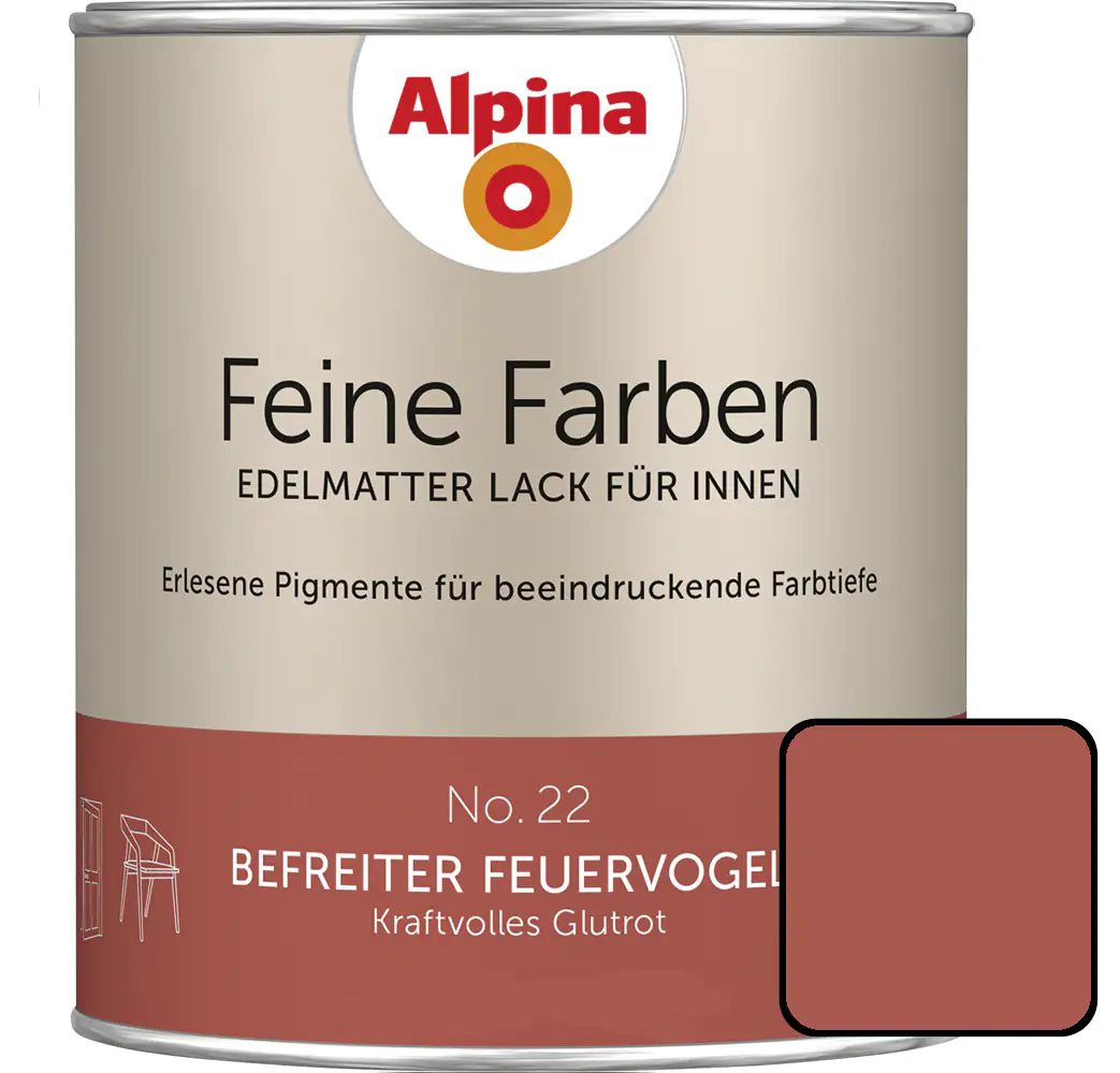 Alpina Feine Farben Lack No. 22 Befreiter Feuervogel  glutrot edelmatt 750 ml Alpina Feine Farben Lack No. 22 Befreiter Feuervogel  glutrot edelmatt 750 ml