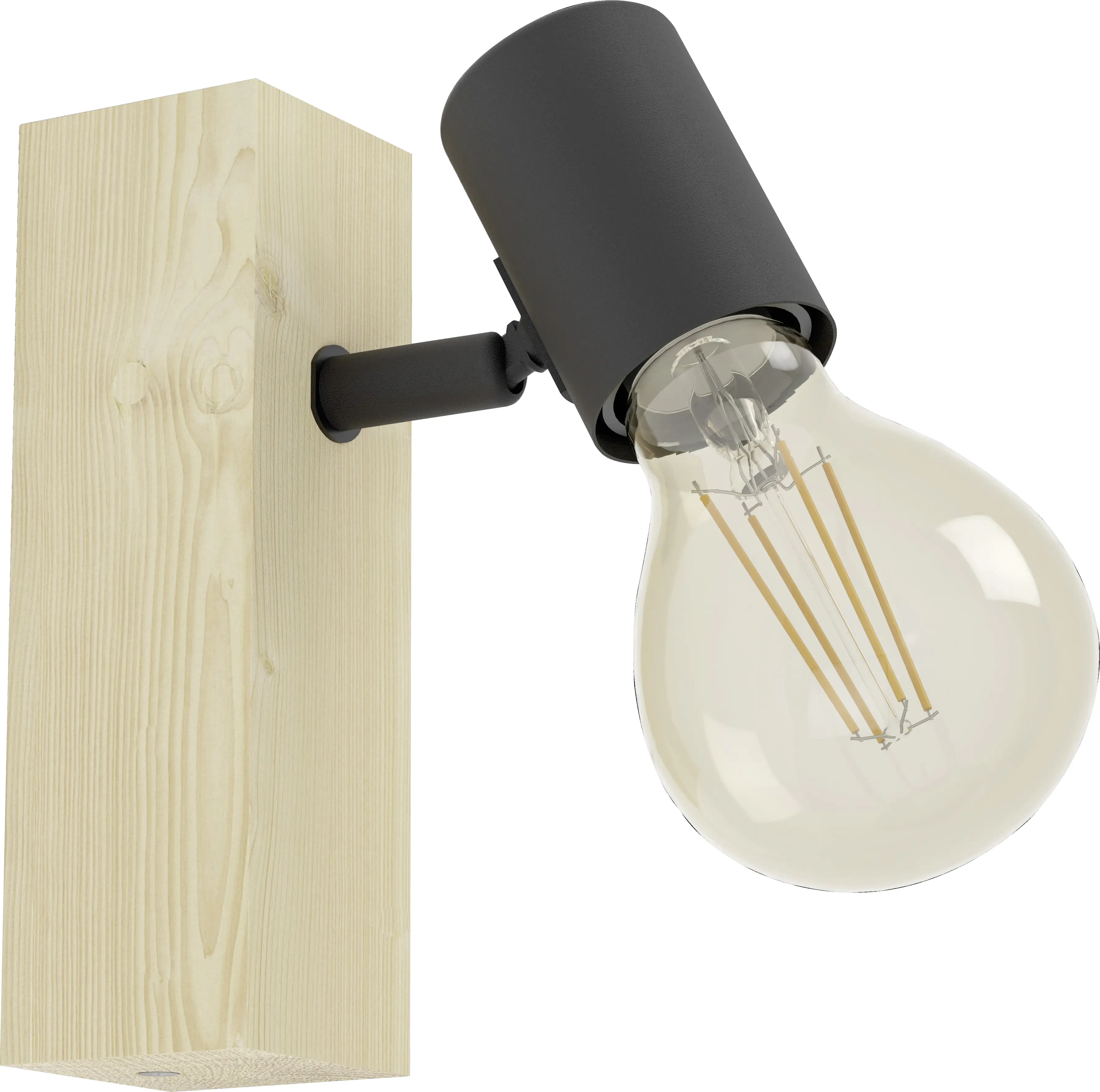 Eglo Wandlampe Townshend 3 schwarz natur E27