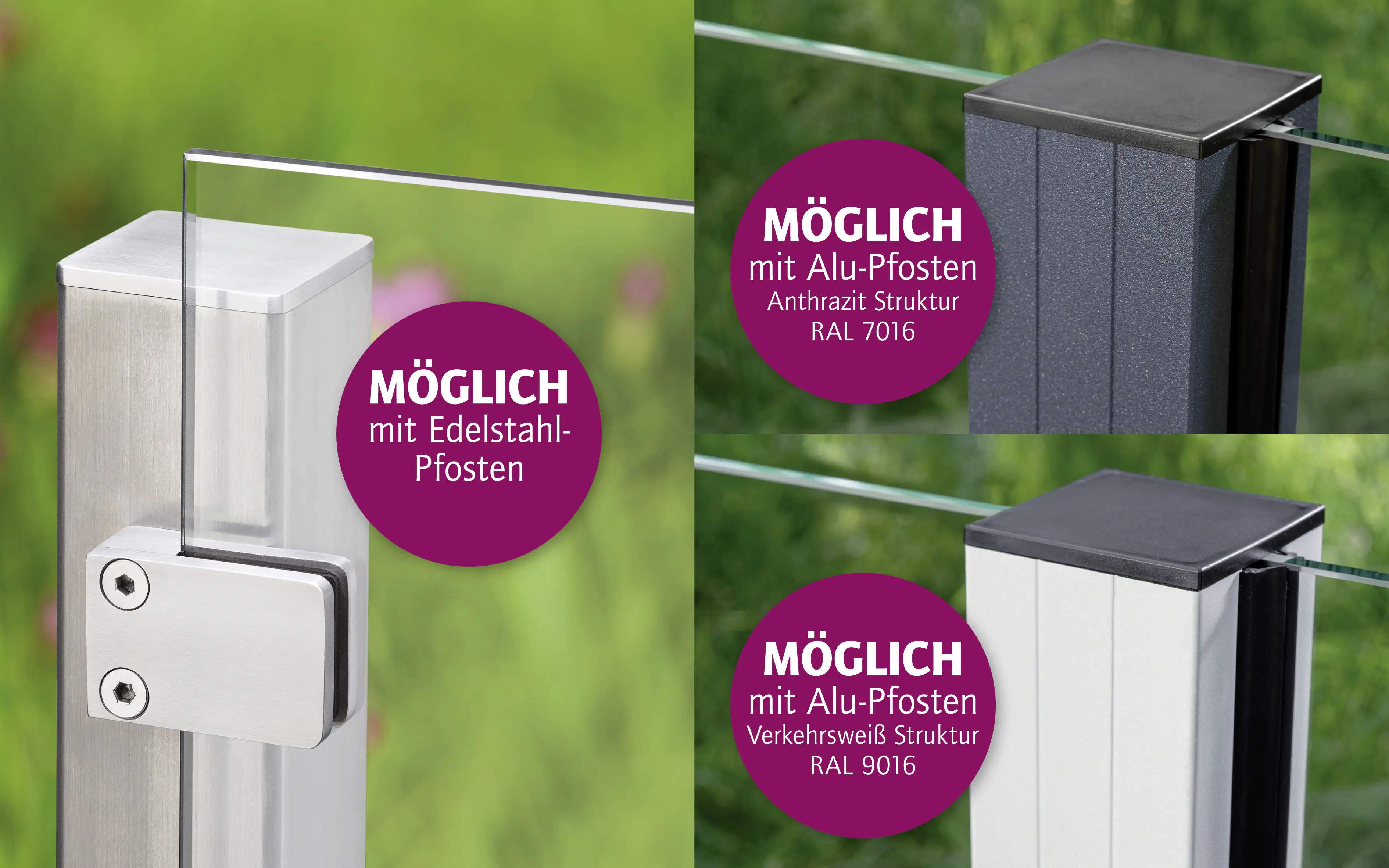 Ambiente Glaszaun B: 120 x Höhe: L 120/R 180 cm, gehärtetes 8 mm Glas Ambiente Glaszaun B: 120 x Höhe: L 120/R 180 cm, gehärtetes 8 mm Glas