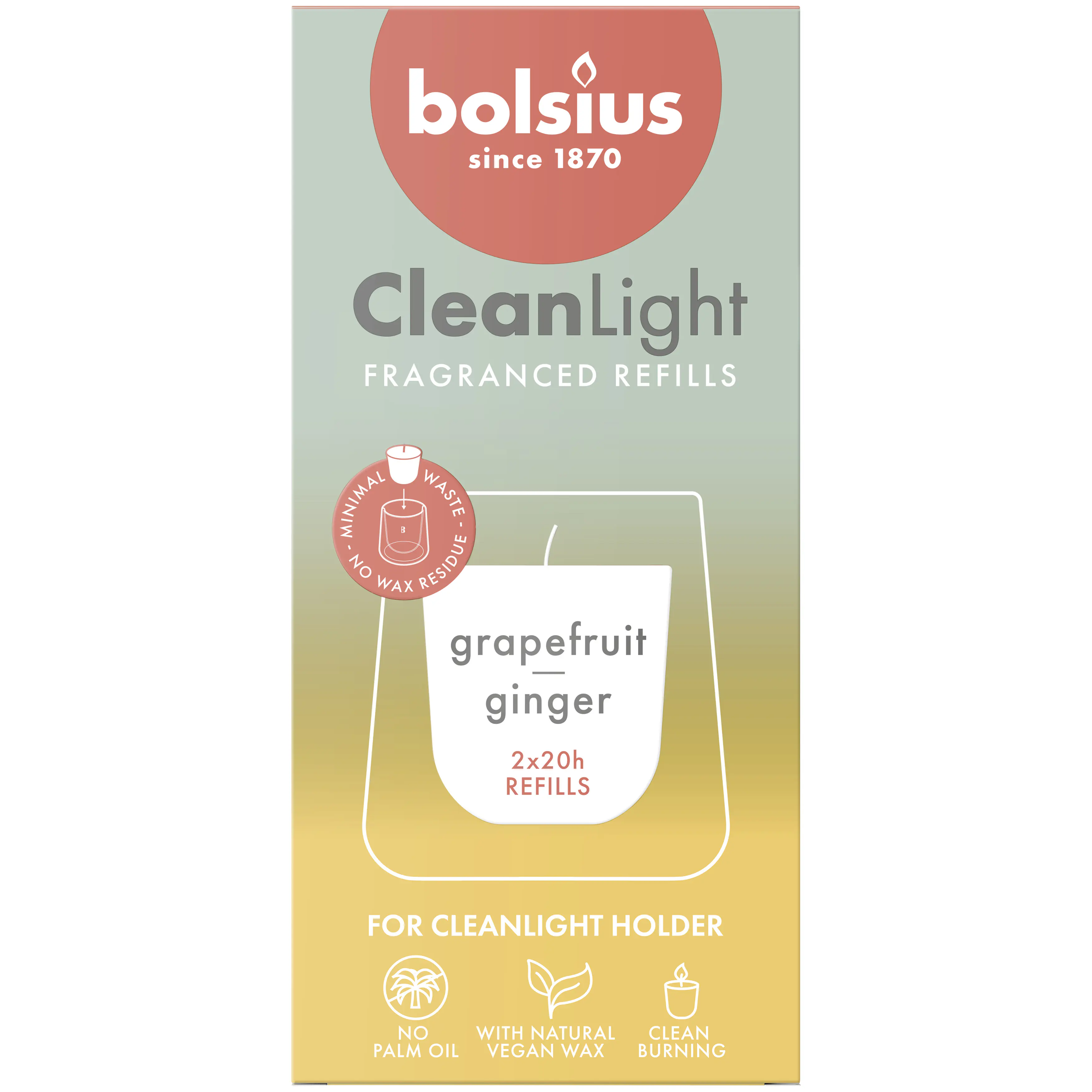 Bolsius Cleanlight Duft-Nachfüller 2er Pack Grapefruit & Ingwer
