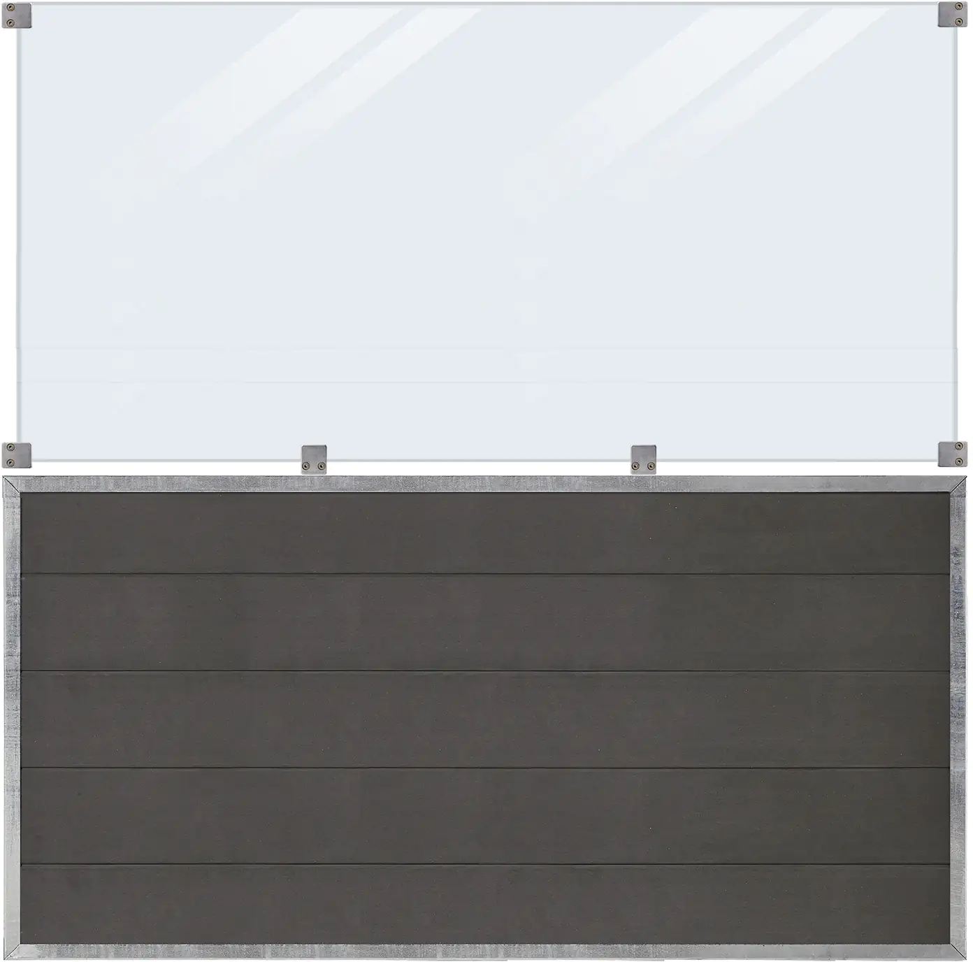 Plus WPC Zaun Futura mit Glas 180 x 180 cm Schiefergrau