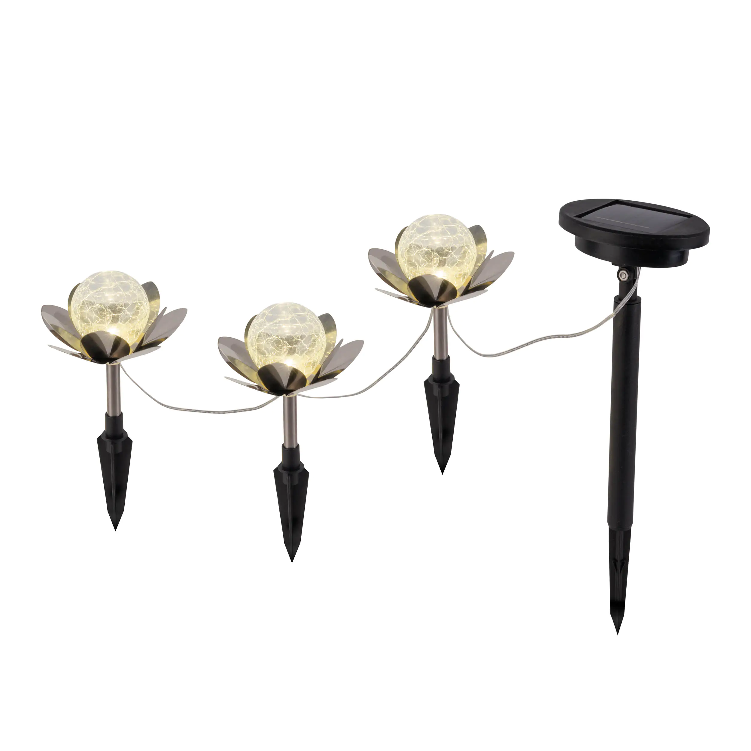 Light & More LED Solarleuchte Seerose 3er Set
