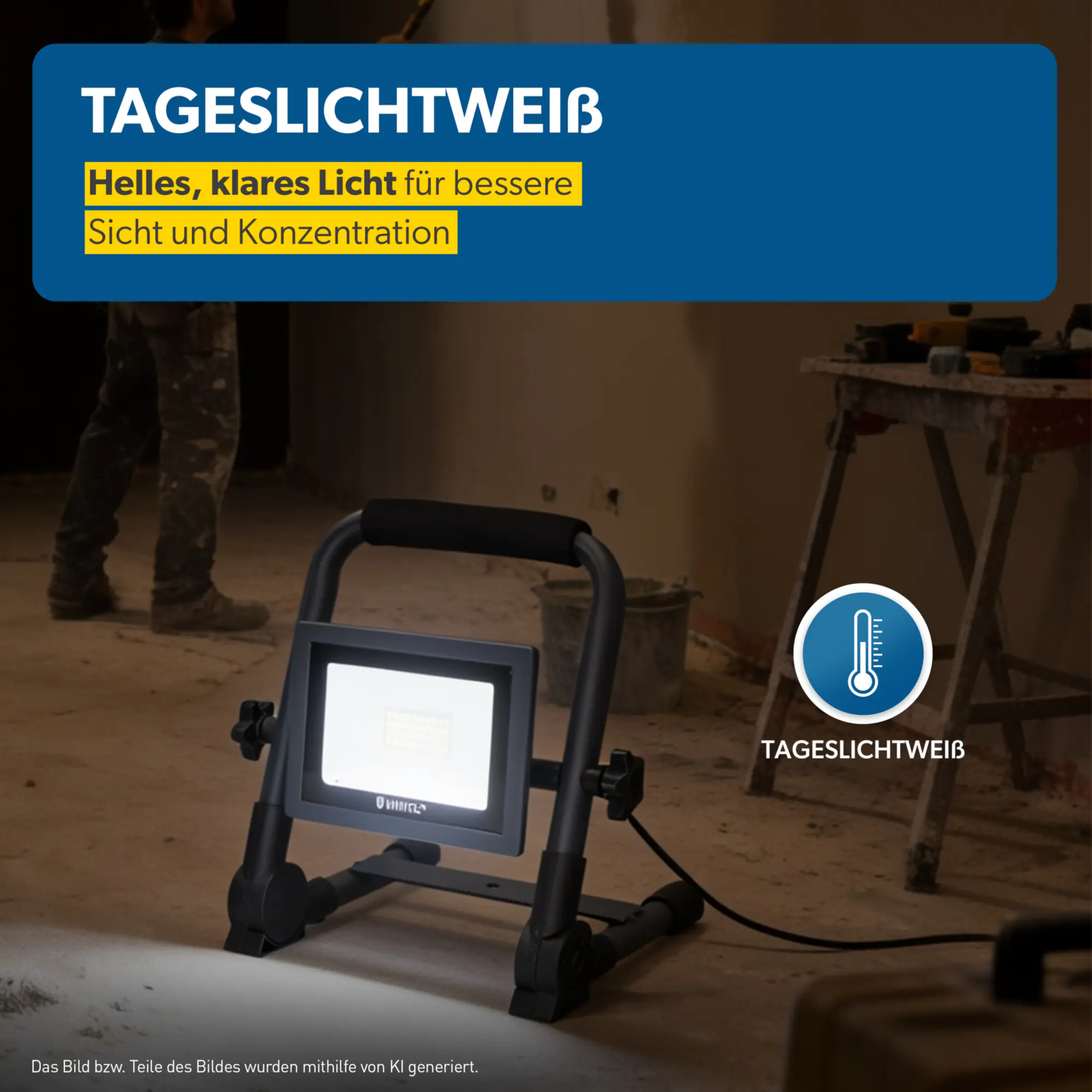 UniTec LED Baustrahler anthrazit tragbar 14 W 1700 lm