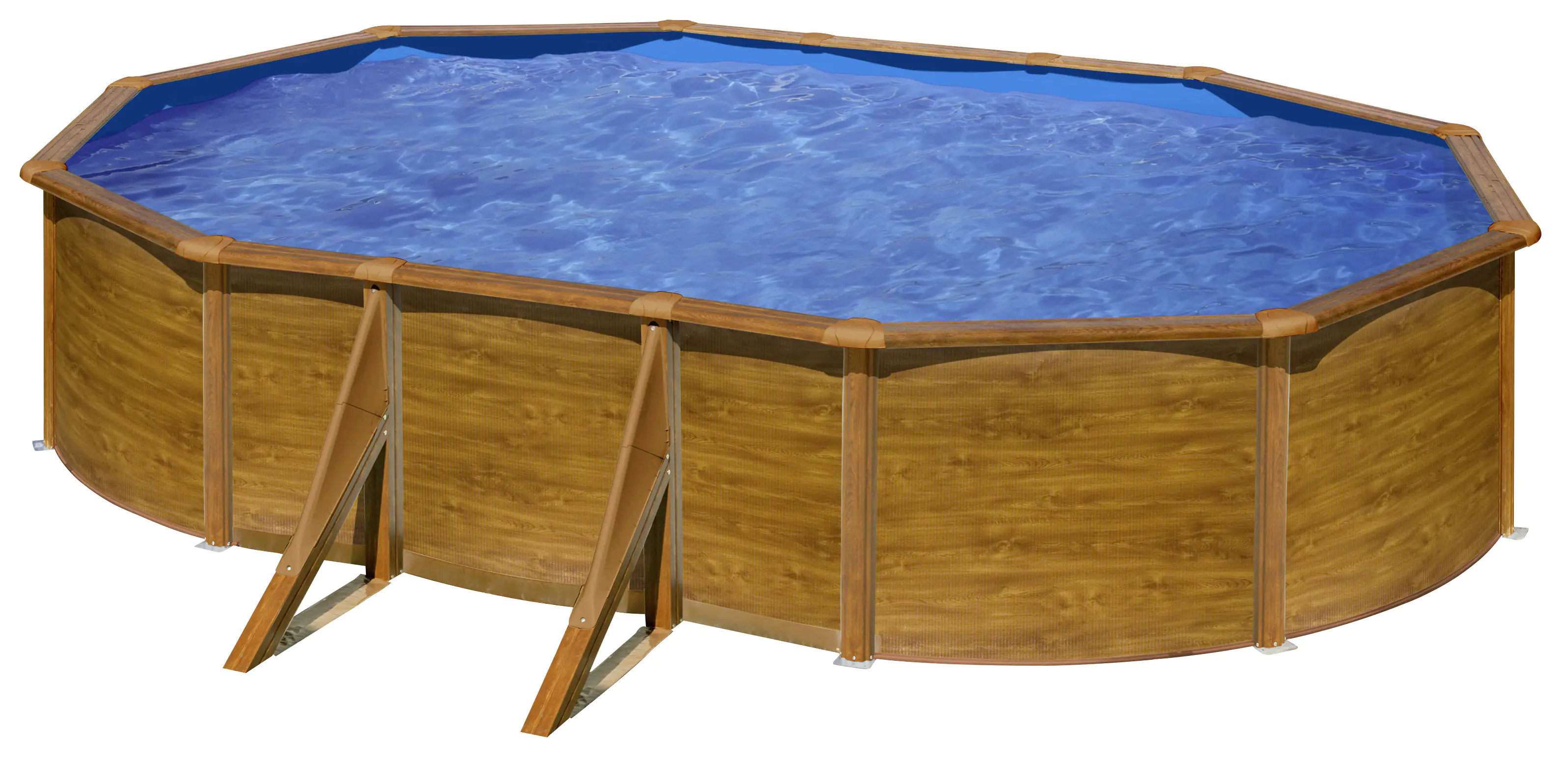 Gre Stahlwandpool Sicilia oval 500 x 300 x 120 cm Holzdekor