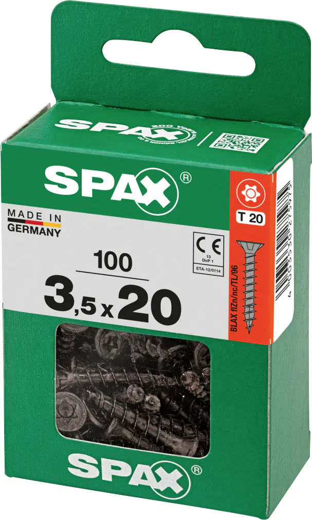 Spax Universalschrauben 3,5 x 20 mm T20 Vollgewinde - 100 Stk.  Spax Universalschrauben 3,5 x 20 mm T20 Vollgewinde - 100 Stk.