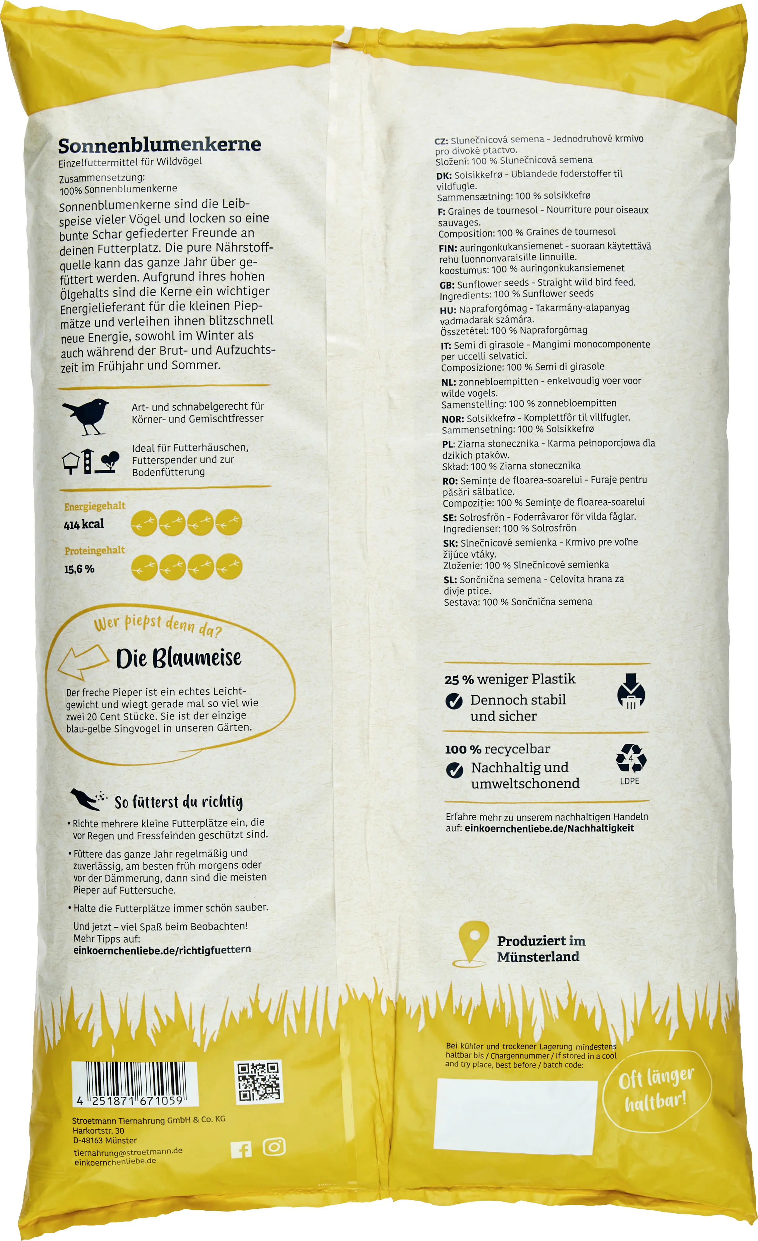 Elles Wildvogelfutter Sonnenblumenkerne 2,5 kg